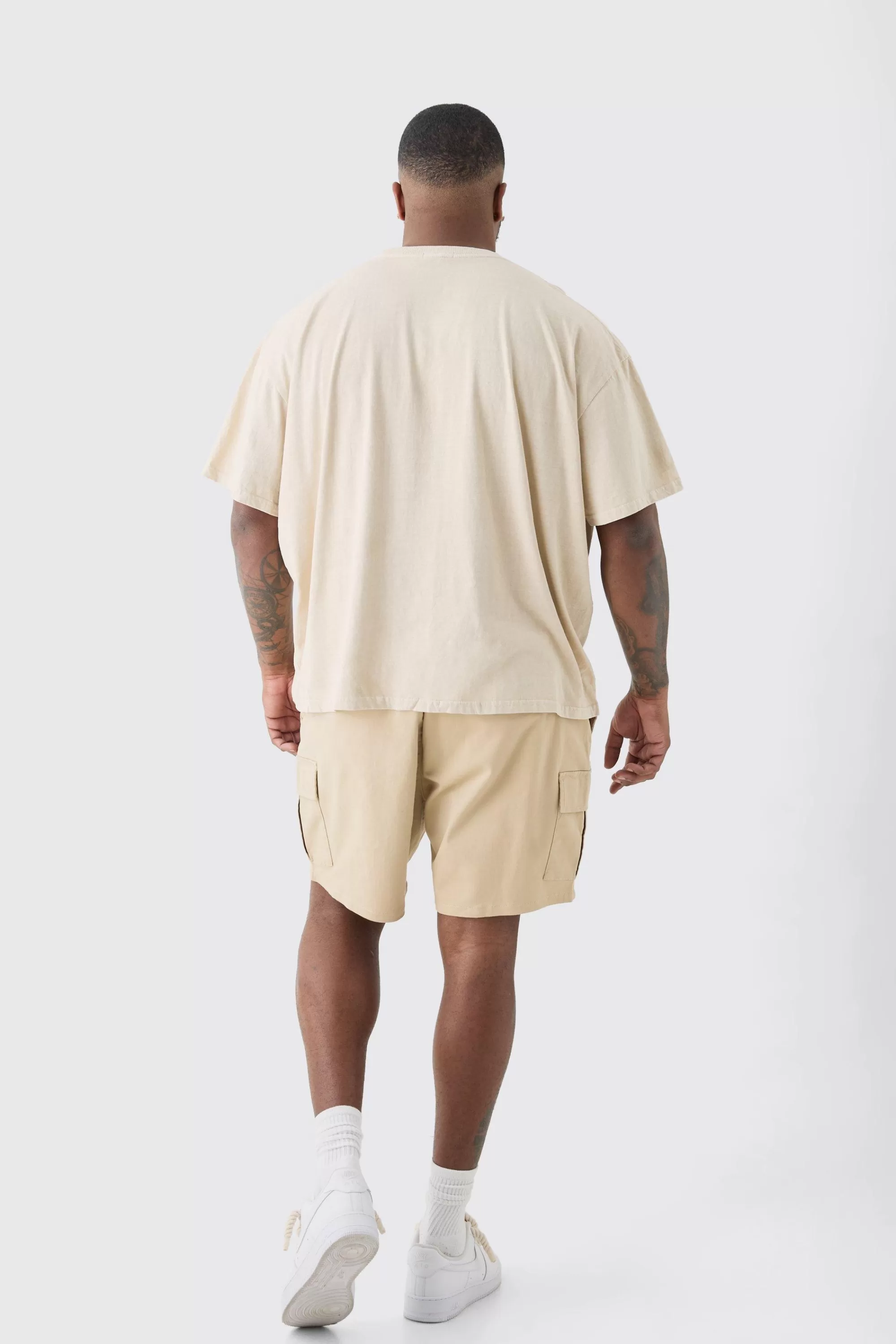 boohooMAN Plus Oversized Overdye Official Print T-shirt | UK ecru Sale