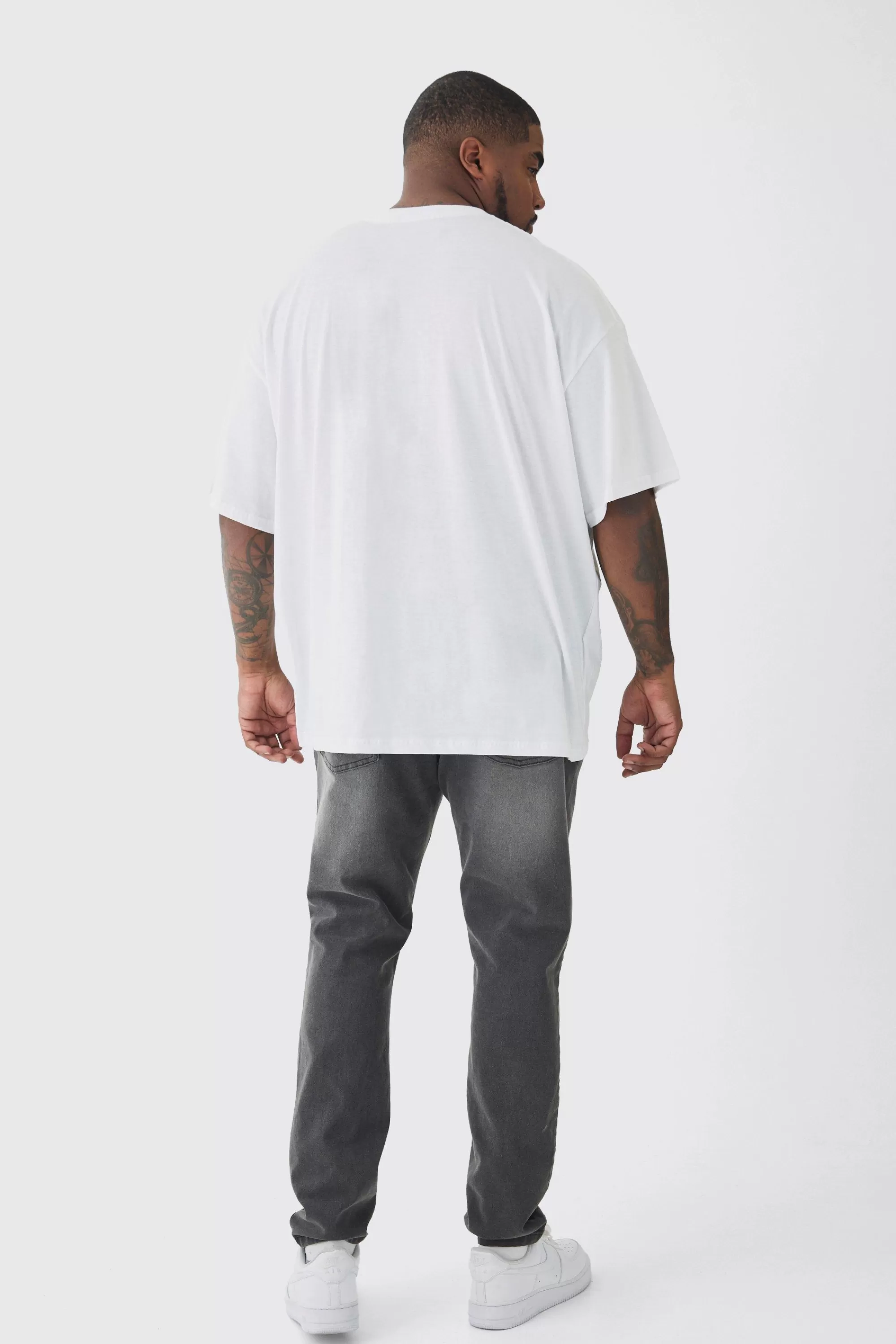 boohooMAN Plus Oversized Plus 13 Leopard Embroidered T-shirt In | UK white Sale