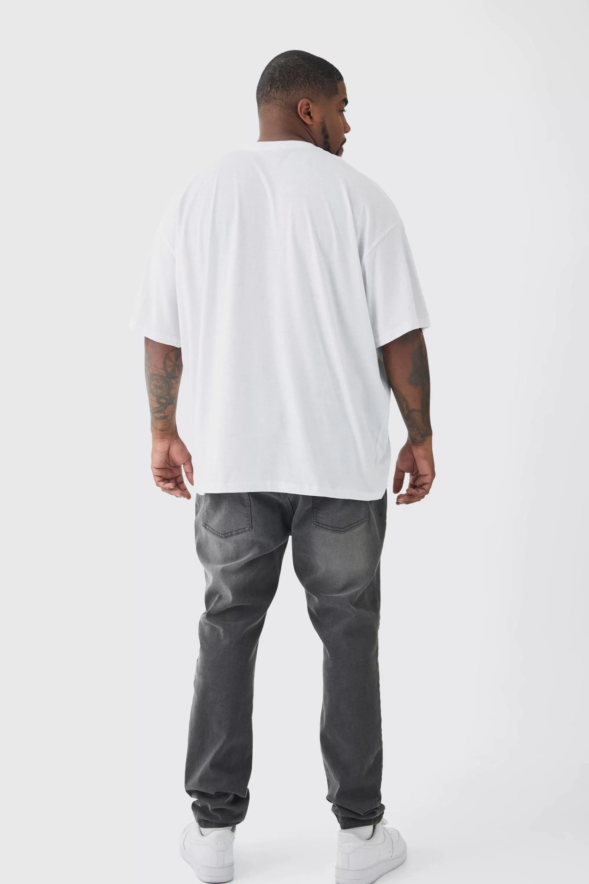 boohooMAN Plus Oversized Plus Cherry Embroidered T-shirt In | UK white New