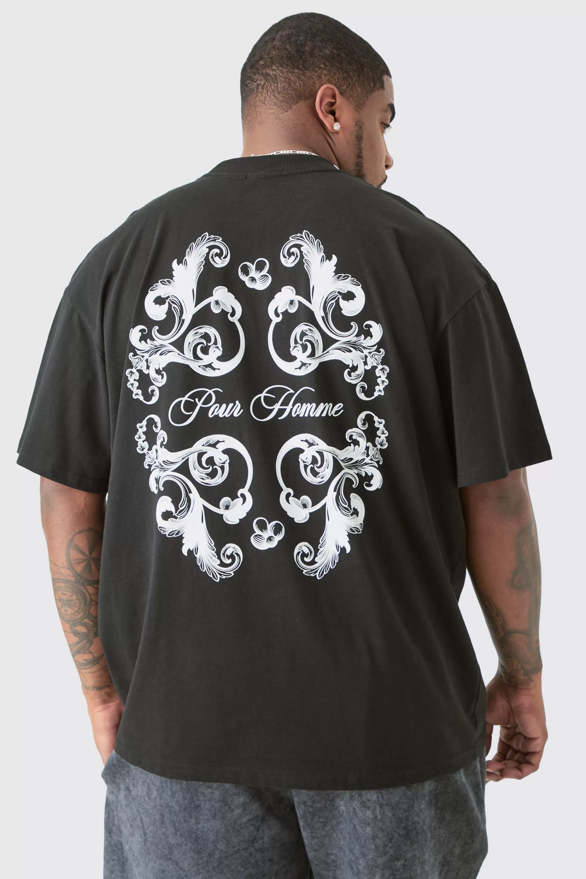 boohooMAN Plus Oversized Pour Homme Floral Print T-shirt | UK black Discount