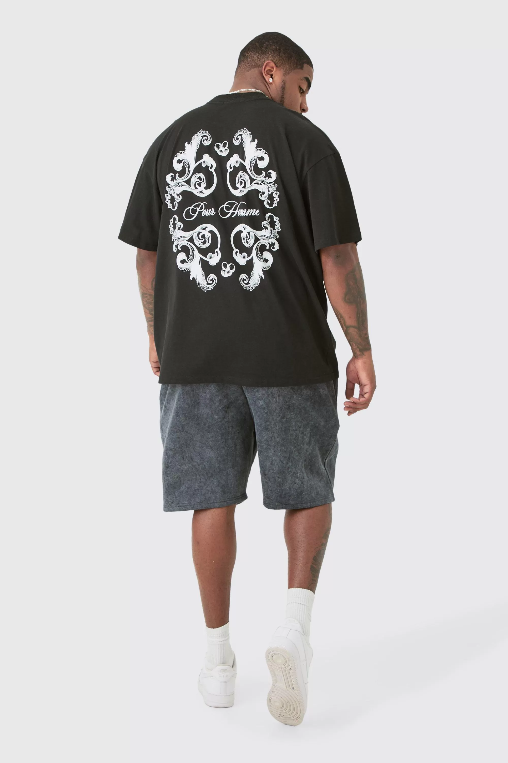 boohooMAN Plus Oversized Pour Homme Floral Print T-shirt | UK black Discount