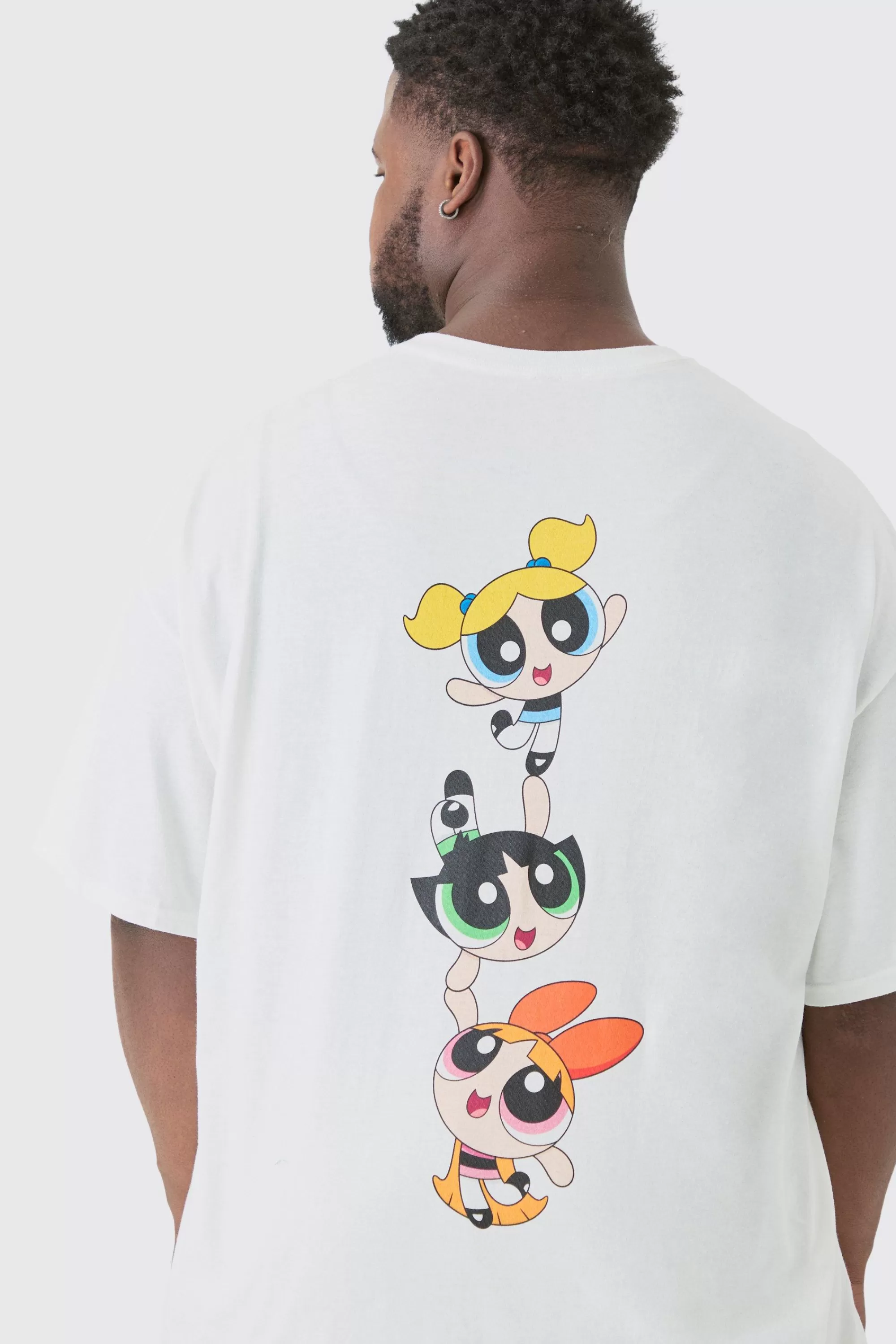 boohooMAN Plus Oversized Powerpuff Girls License T-shirt | UK white Fashion