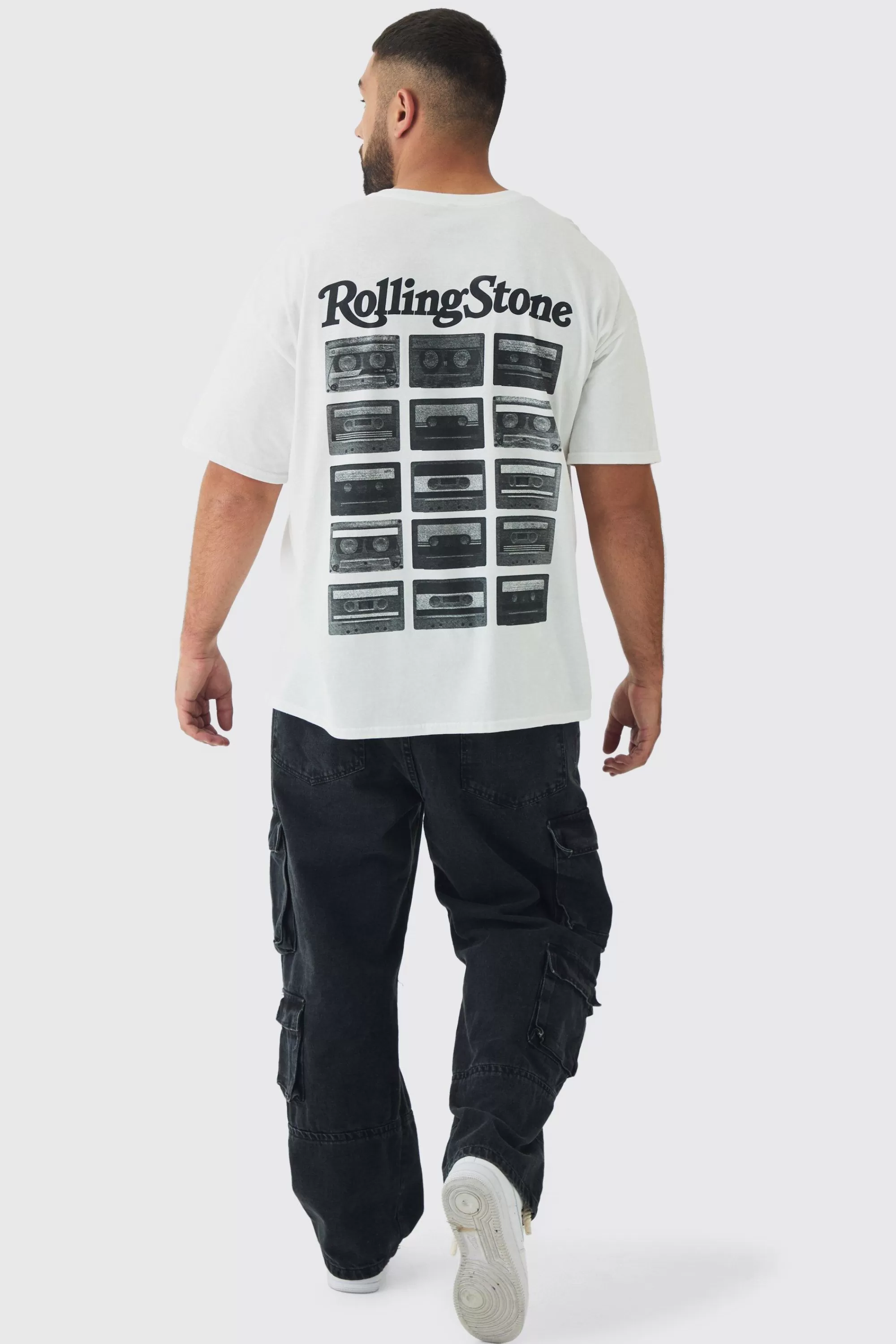 boohooMAN Plus Oversized Rolling Stones License Print T-Shirt | UK white Best Sale