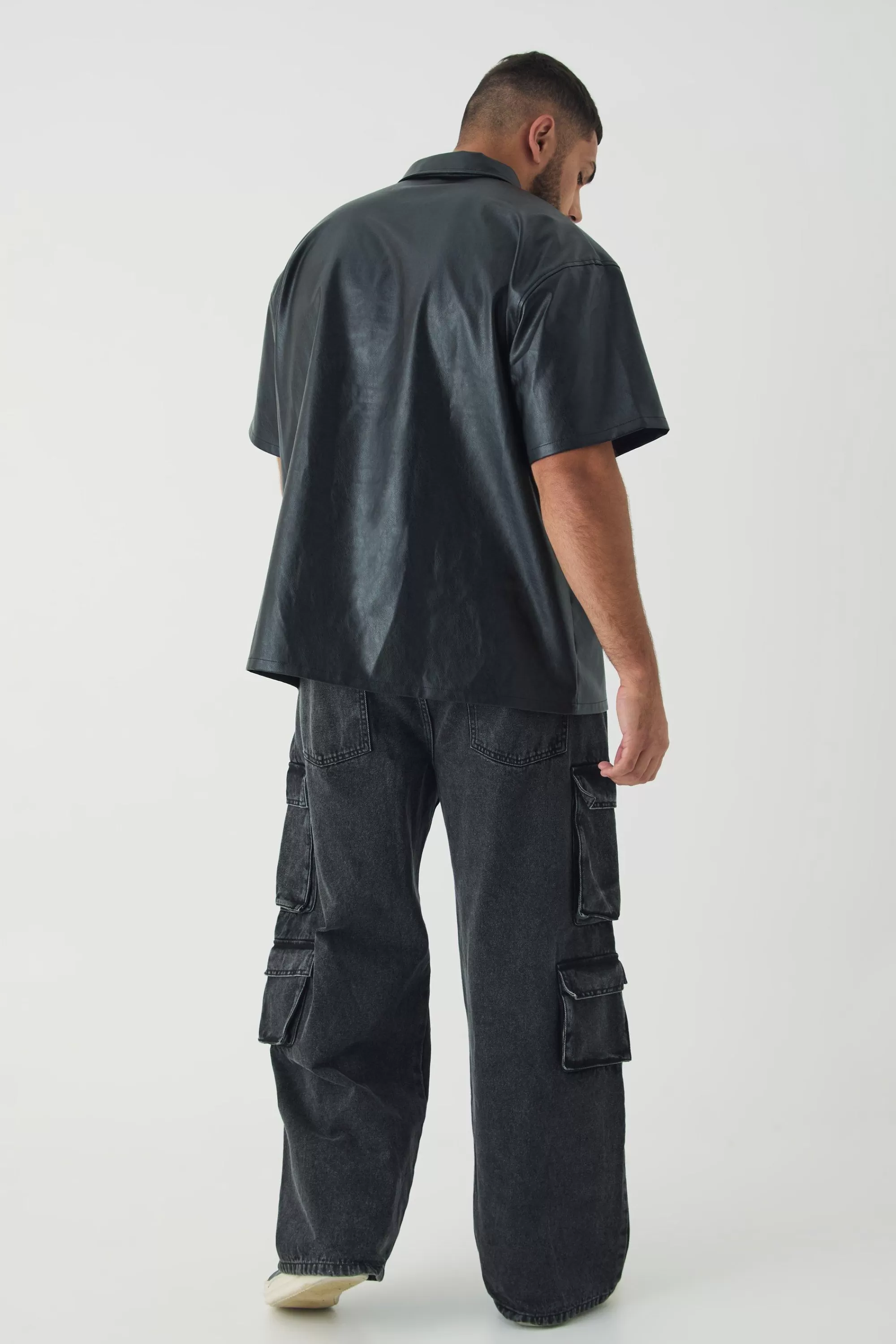 boohooMAN Plus Oversized Rugby Polo Shirt | UK black Flash Sale