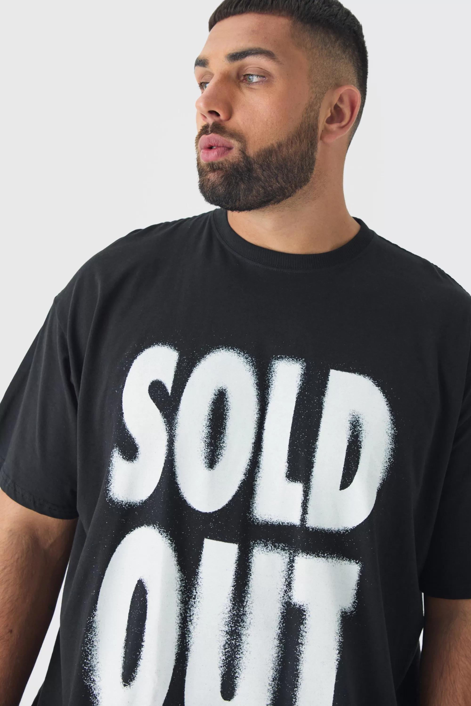 boohooMAN Plus Oversized Sold Out Print T-shirt | UK black Hot