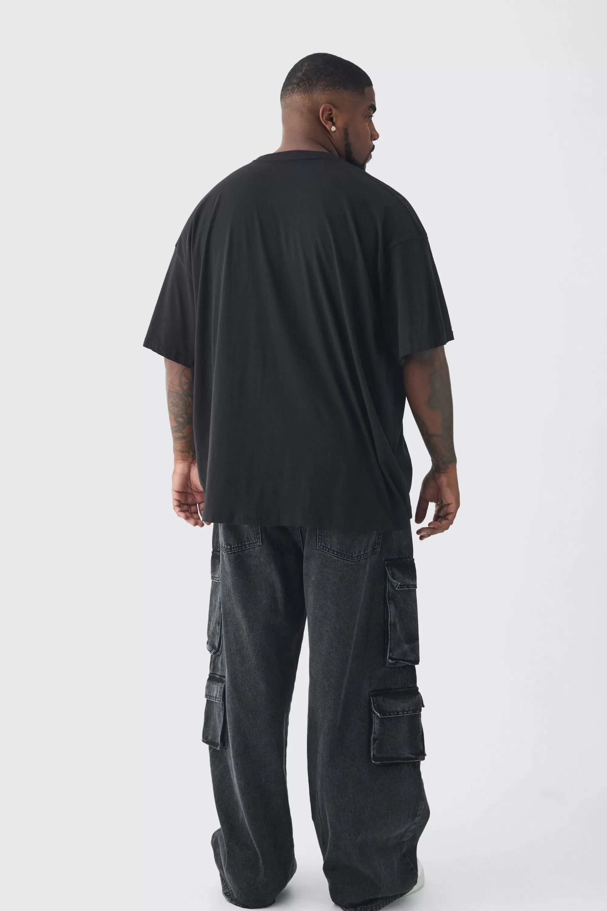 boohooMAN Plus Oversized Tupac License Print T-Shirt | UK black Outlet