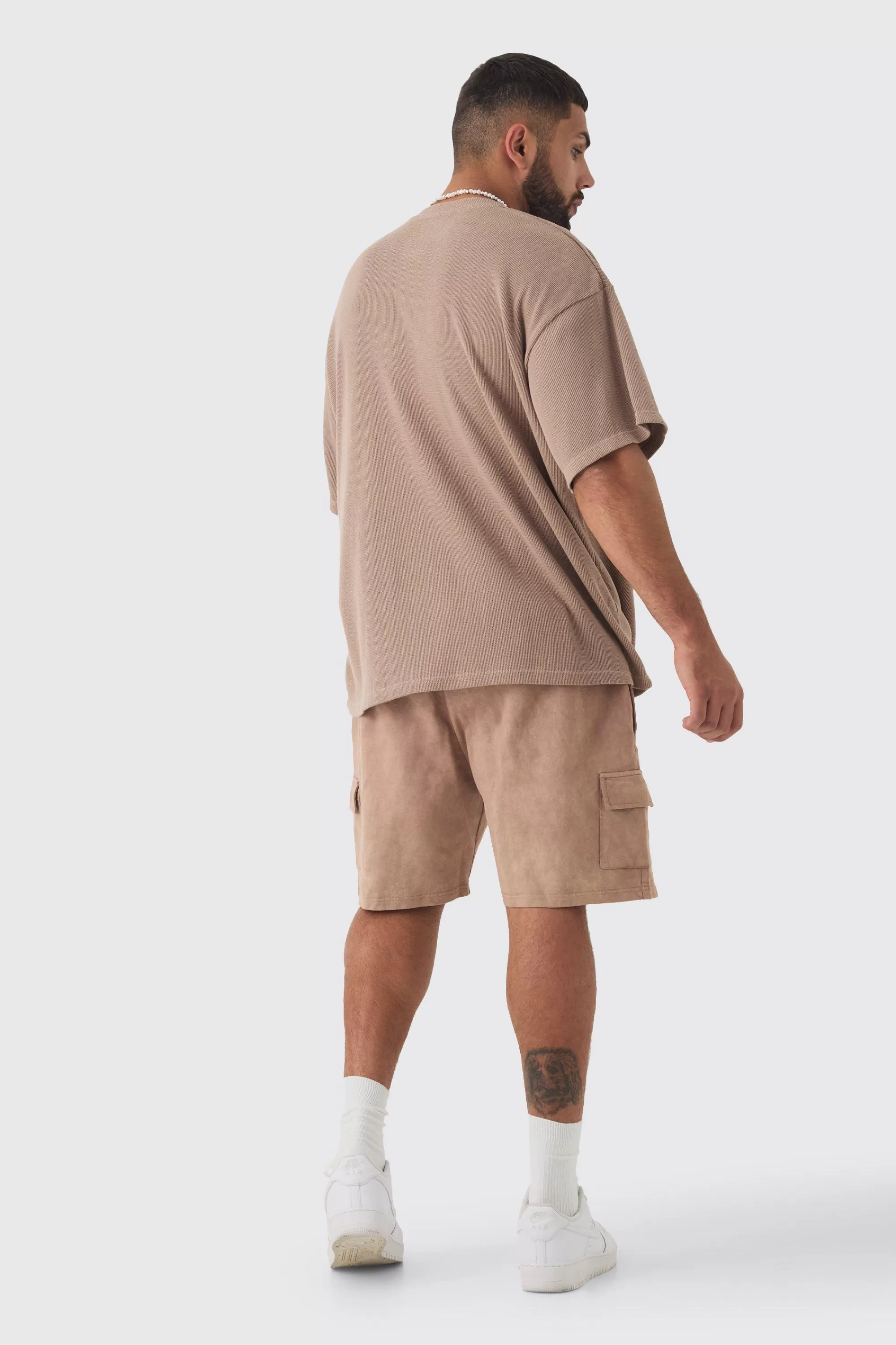 boohooMAN Plus Oversized Waffle T-shirt | UK mocha Store