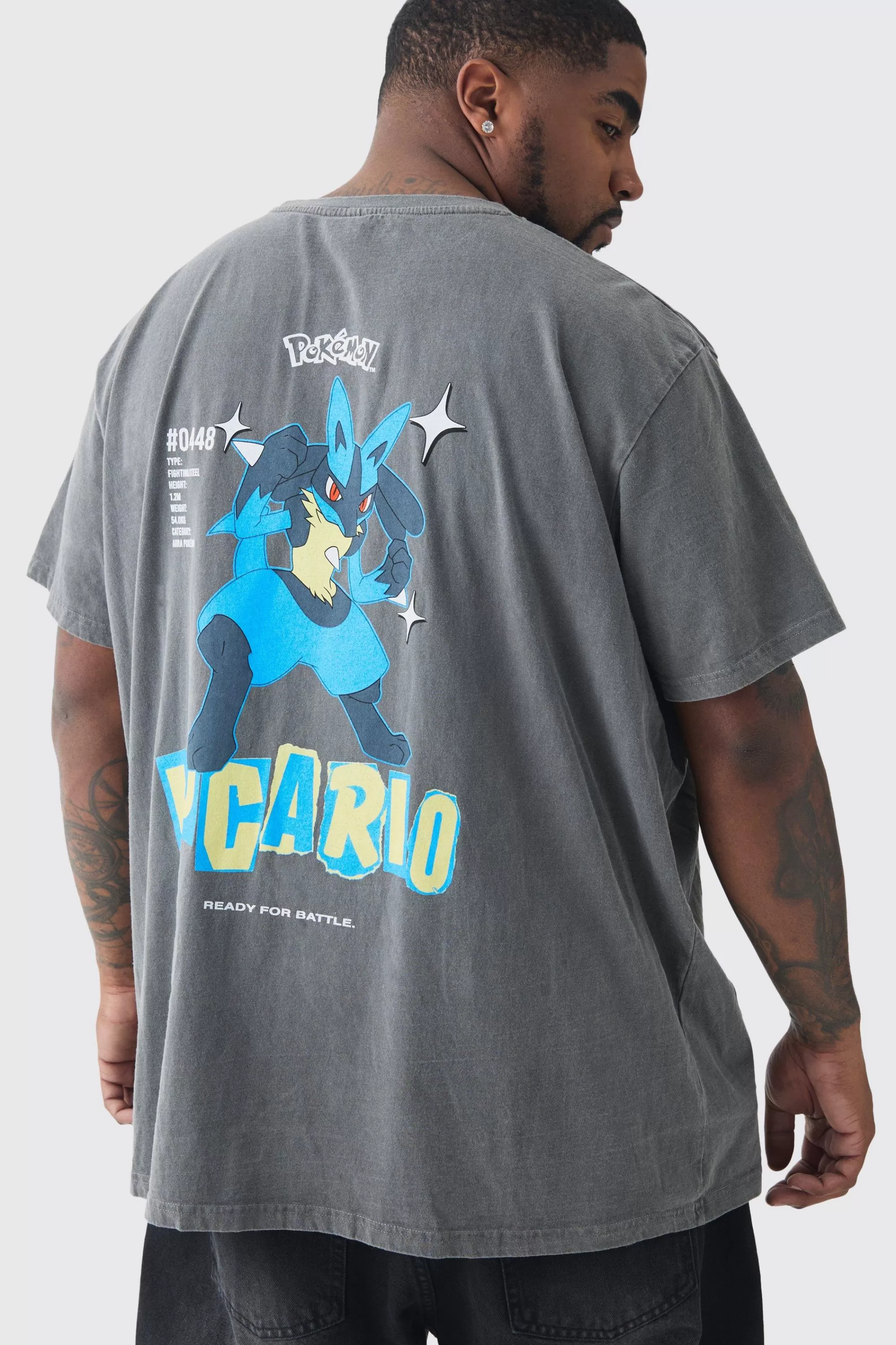 boohooMAN Plus Pokemon License T-shirt In | UK grey Cheap