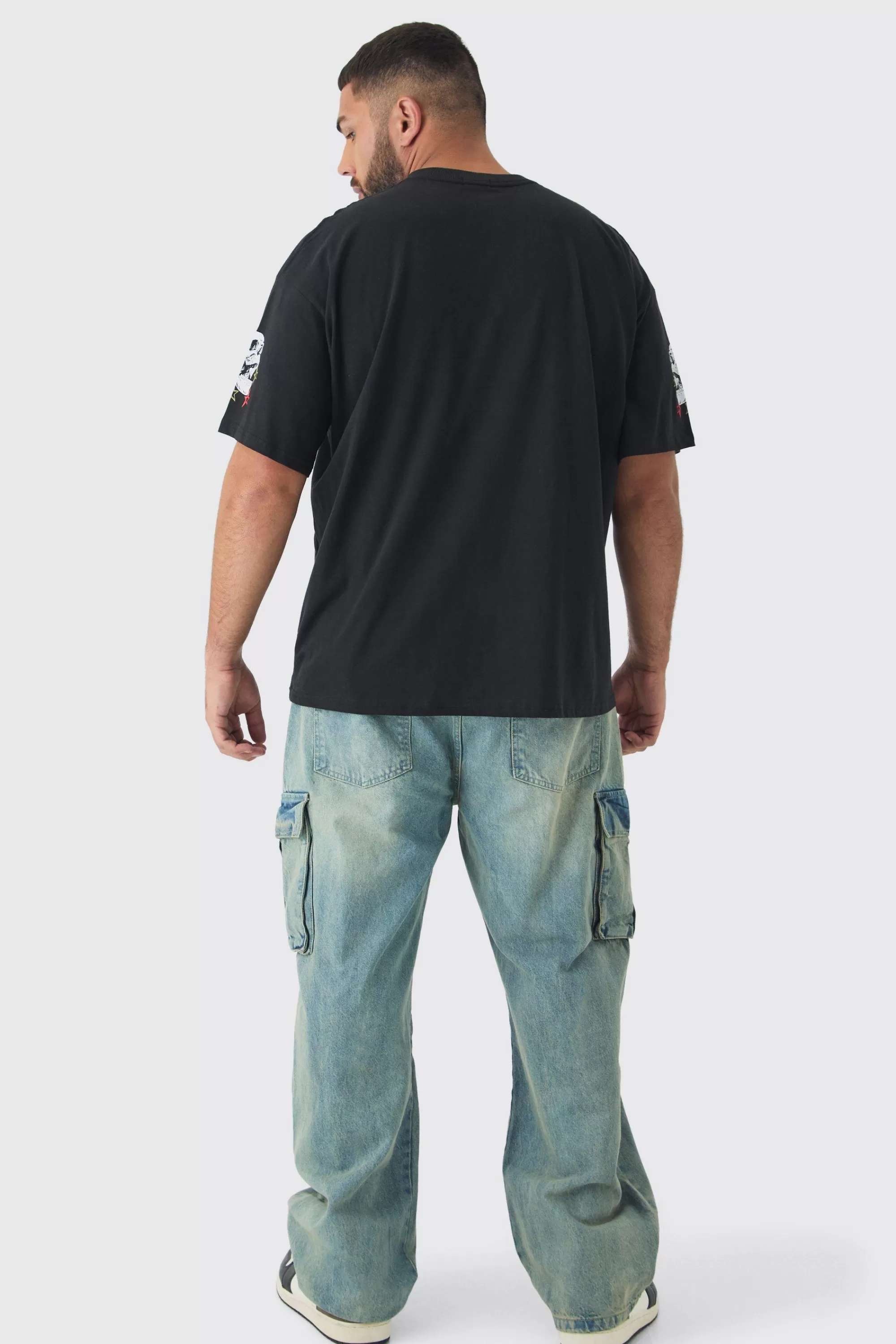boohooMAN Plus Pour Homme Skull Print Oversized T-shirt In | UK black Outlet