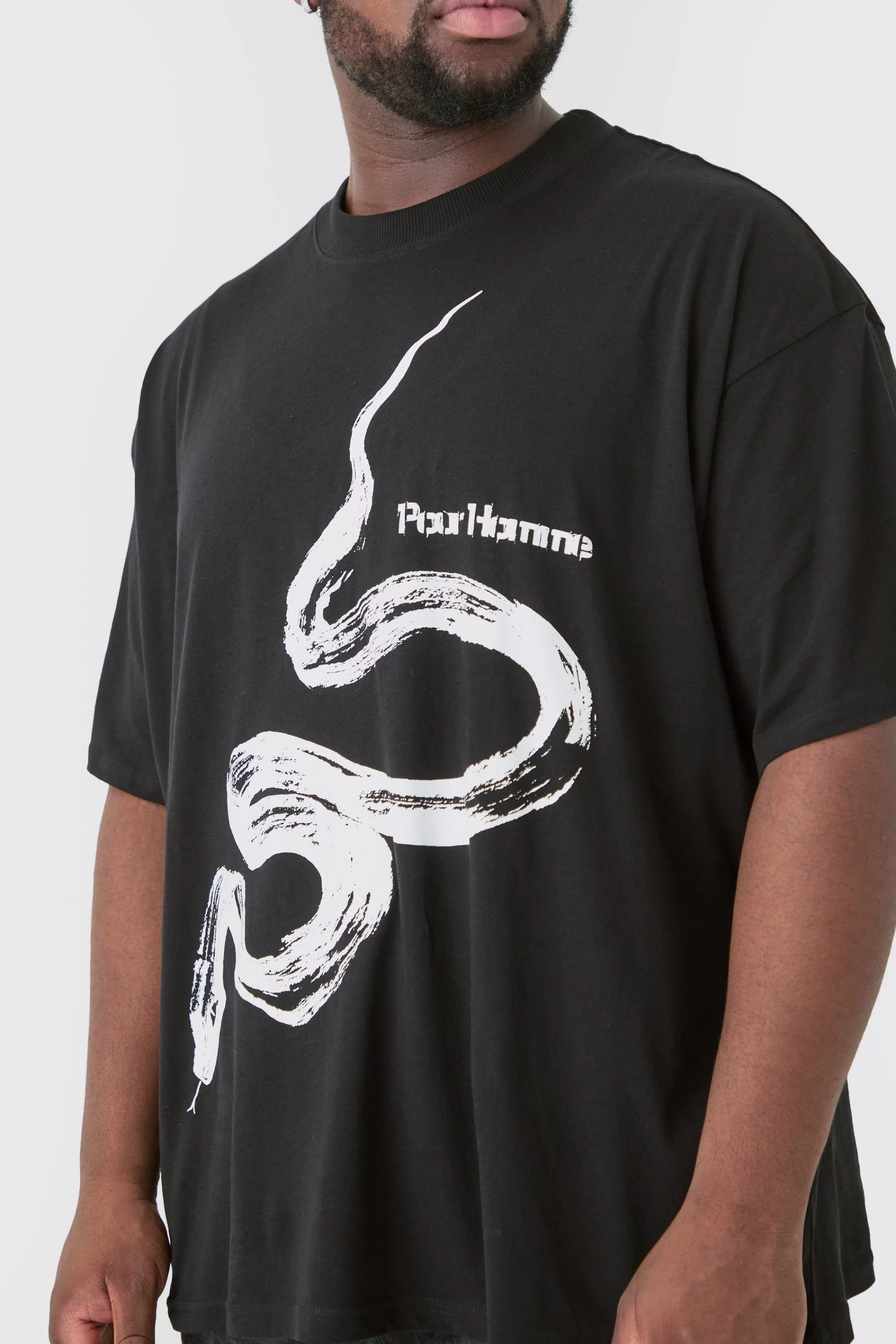 boohooMAN Plus Pour Homme Snake Graphic Oversized T-shirt | UK black Discount