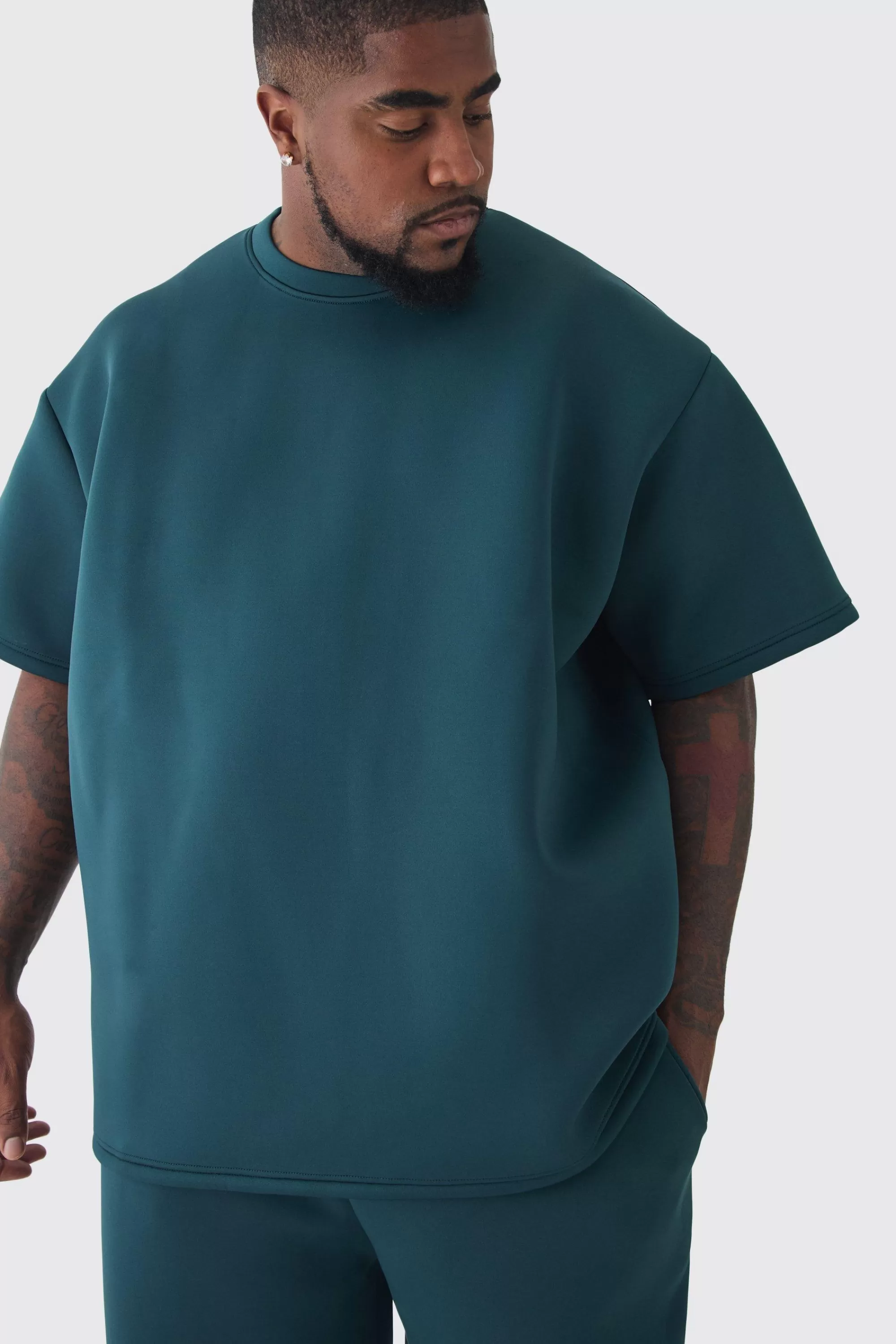 boohooMAN Plus Scuba Oversized T-shirt | UK forest Shop