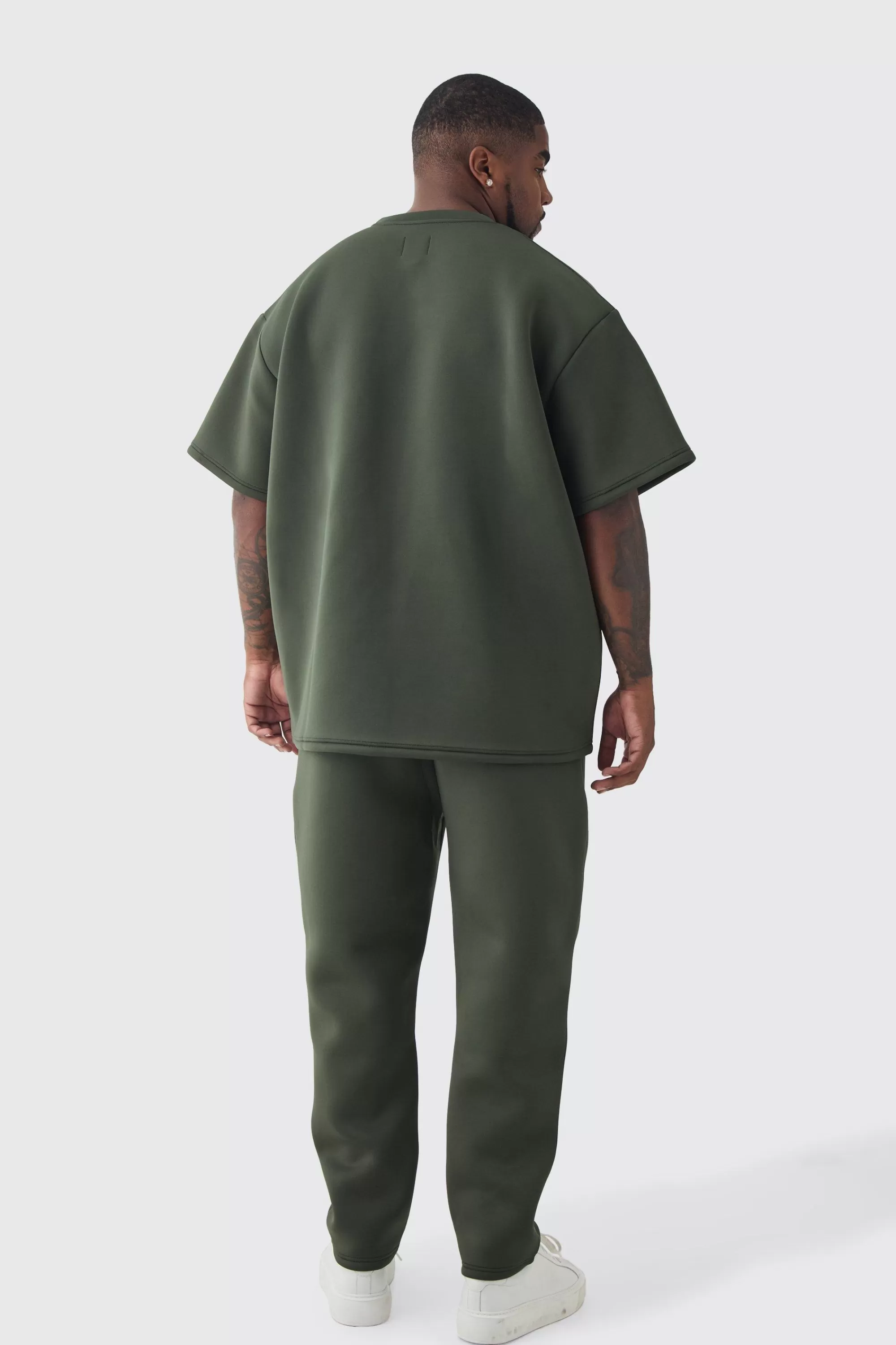 boohooMAN Plus Scuba Oversized T-shirt | UK khaki Sale