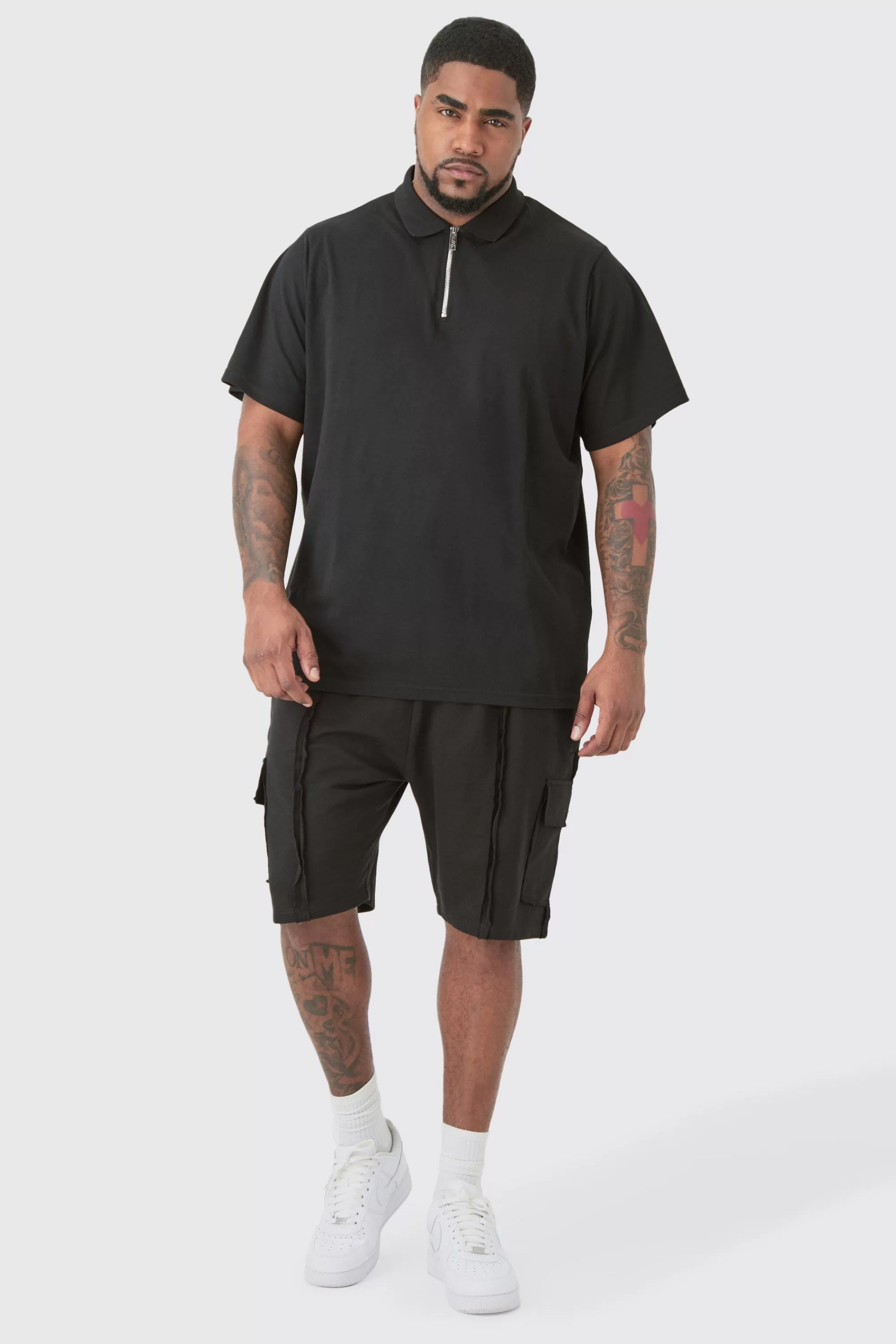 boohooMAN Plus Short Sleeve Pique Polo In | UK black Discount