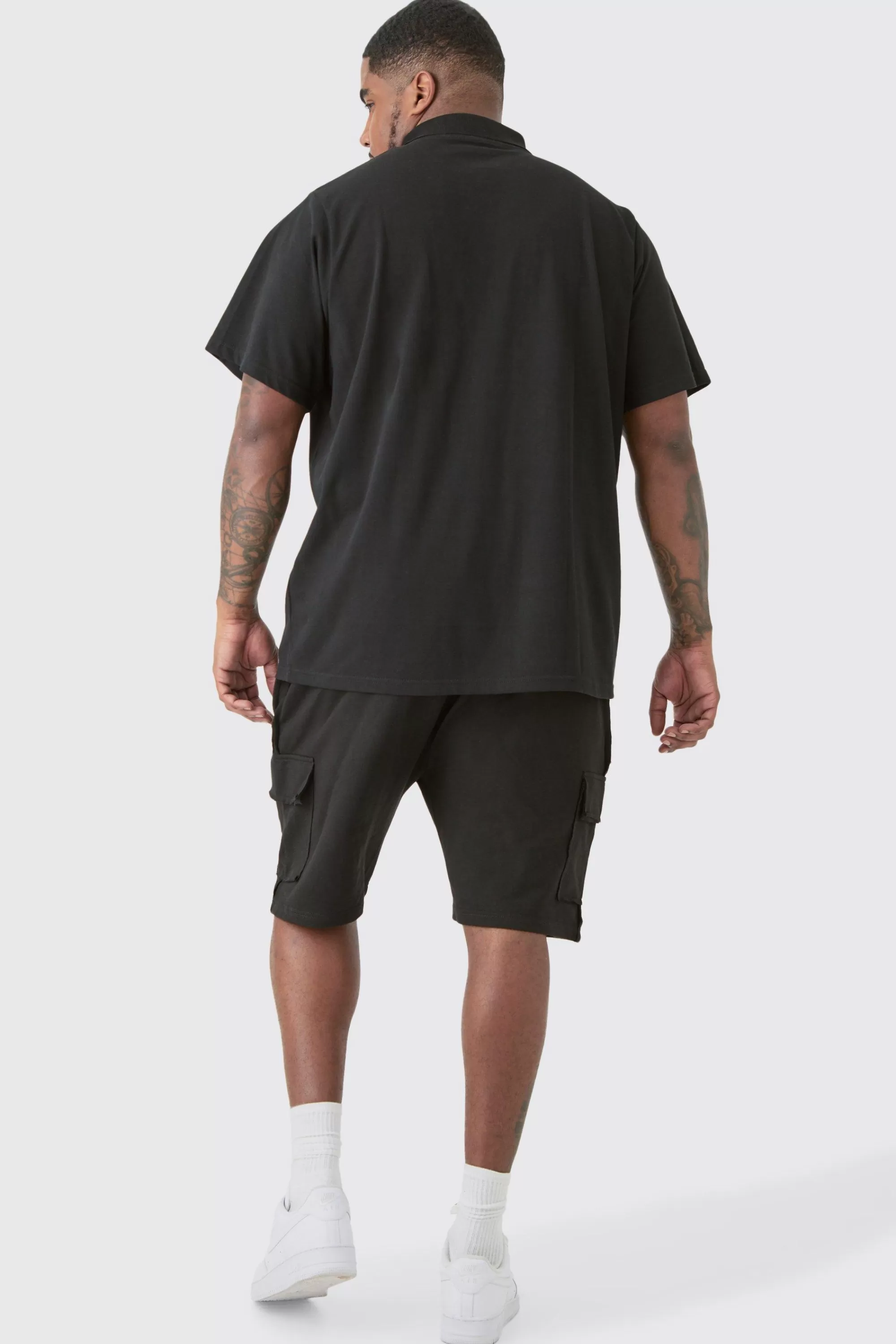 boohooMAN Plus Short Sleeve Pique Polo In | UK black Discount