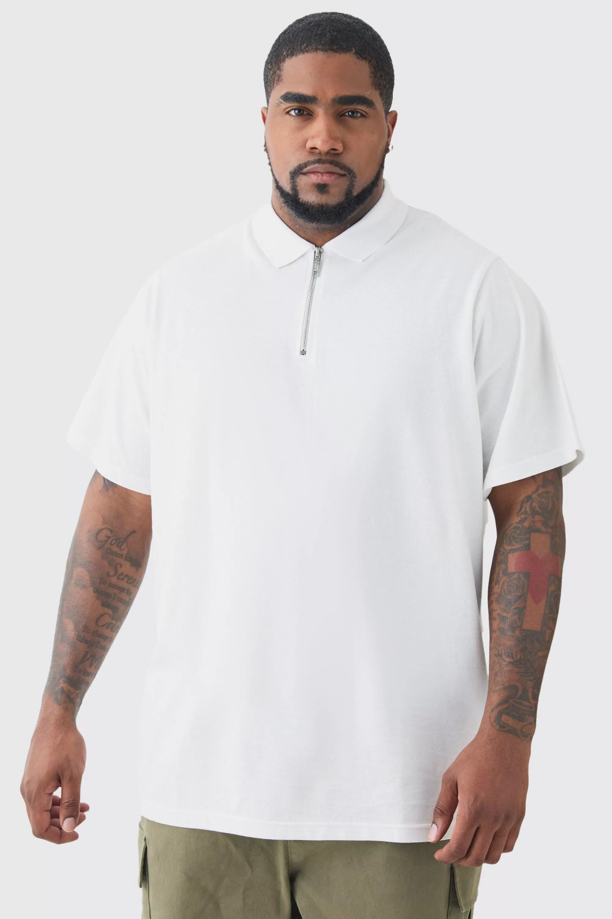 boohooMAN Plus Short Sleeve Pique Polo In | UK white Fashion