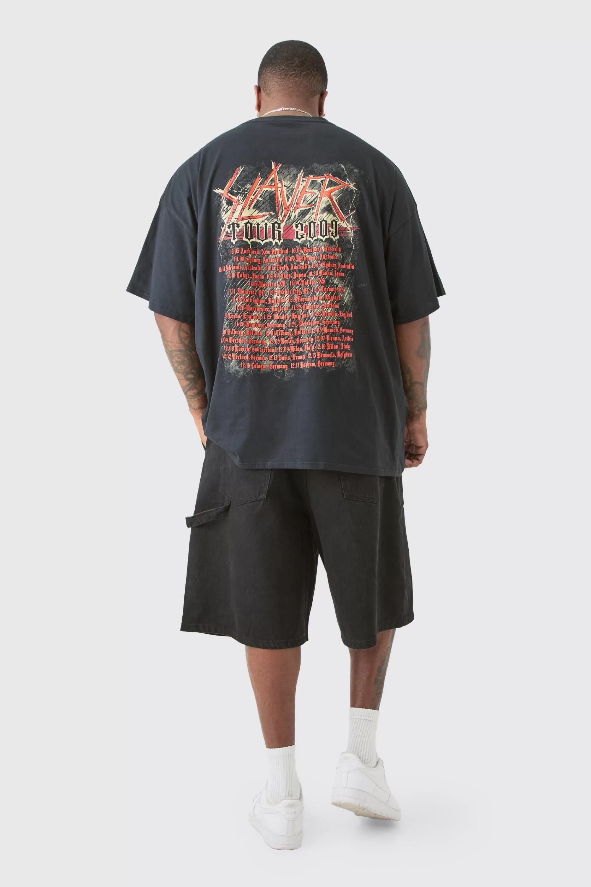 boohooMAN Plus Slayer License Front & Back Print T-shirt | UK black Store