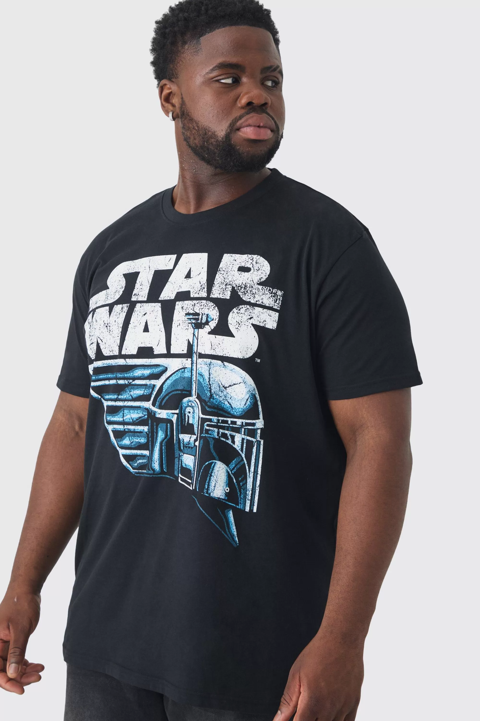 boohooMAN Plus Star Wars License Print T-shirt | UK black Clearance
