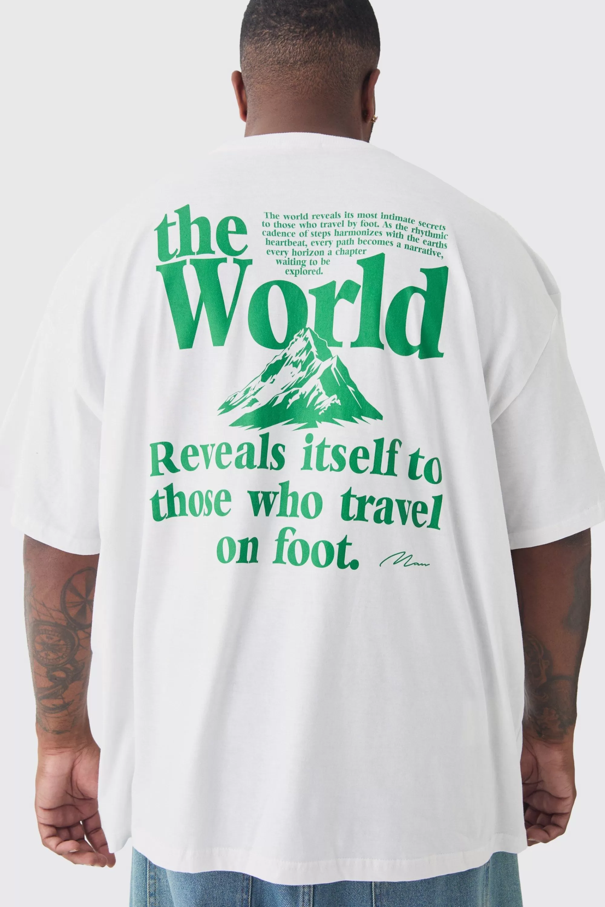 boohooMAN Plus Travel Back Print Graphic T-Shirt | UK white Best Sale
