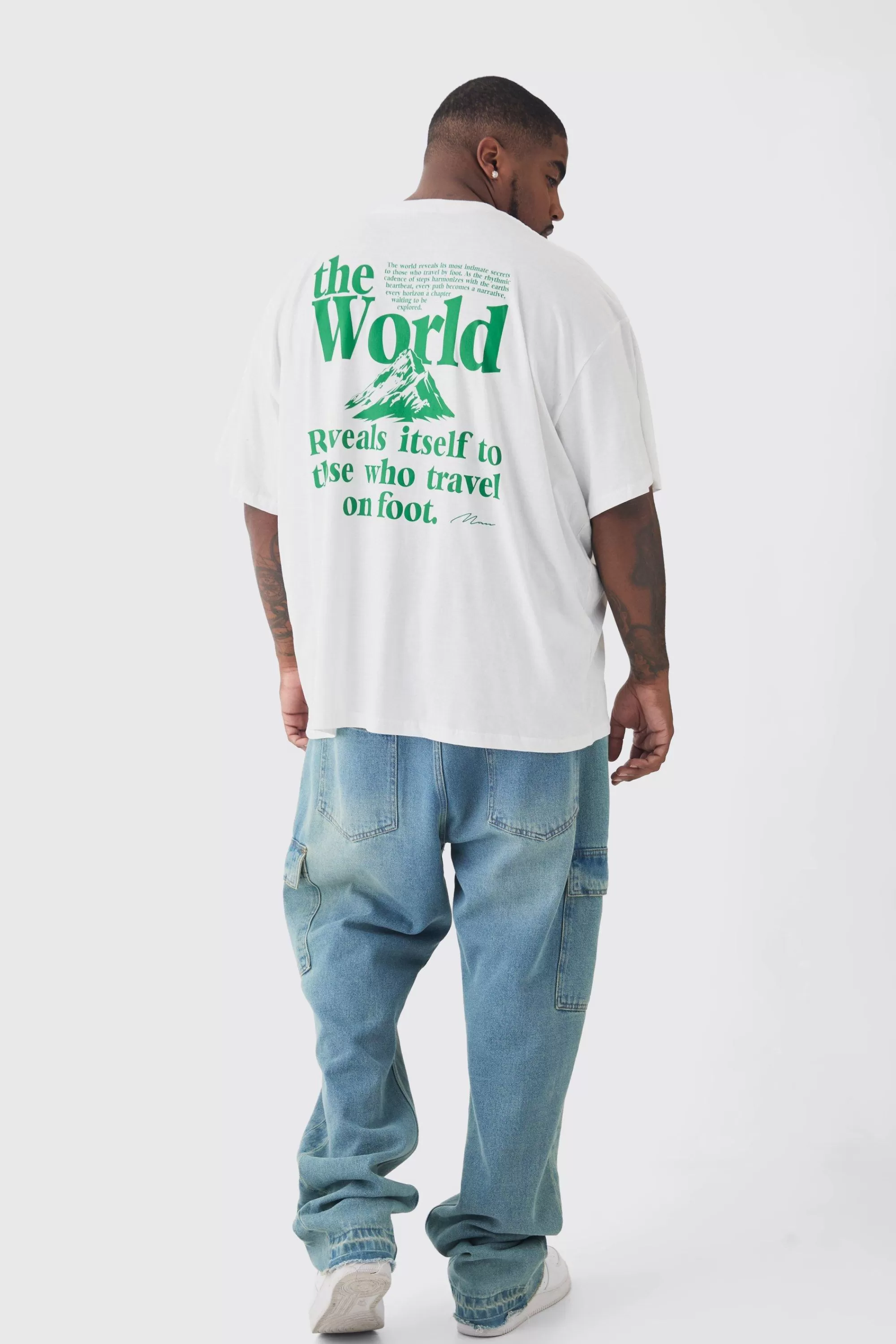boohooMAN Plus Travel Back Print Graphic T-Shirt | UK white Best Sale