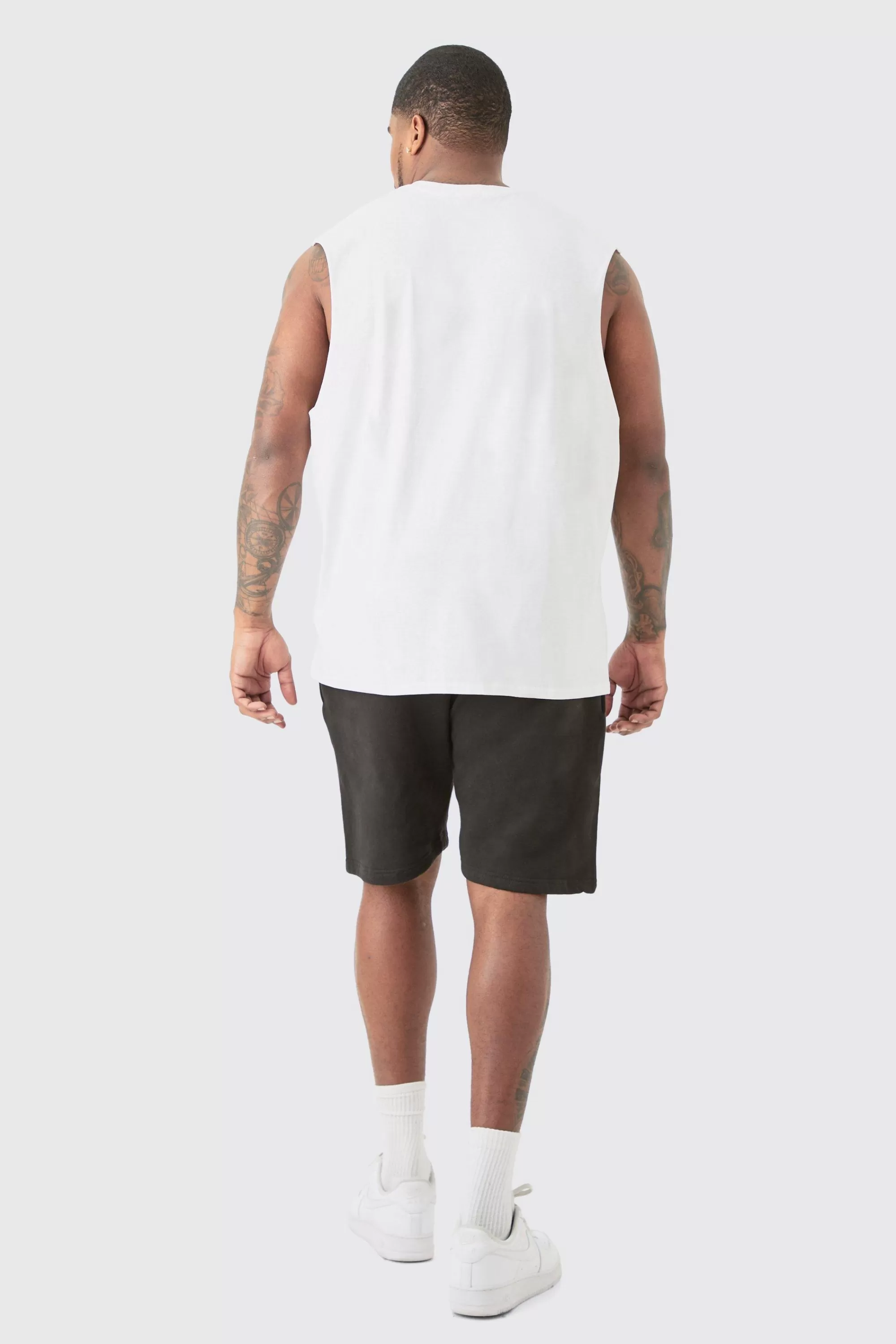 boohooMAN Plus Varsity Bronx Tank In | UK white Best