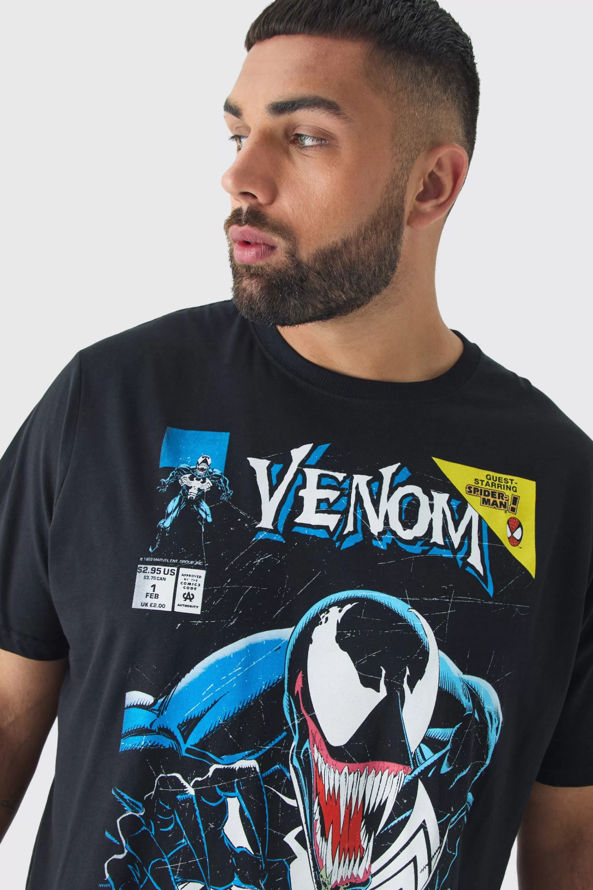 boohooMAN Plus Venom Licence Print Oversized T-shirt In | UK black New