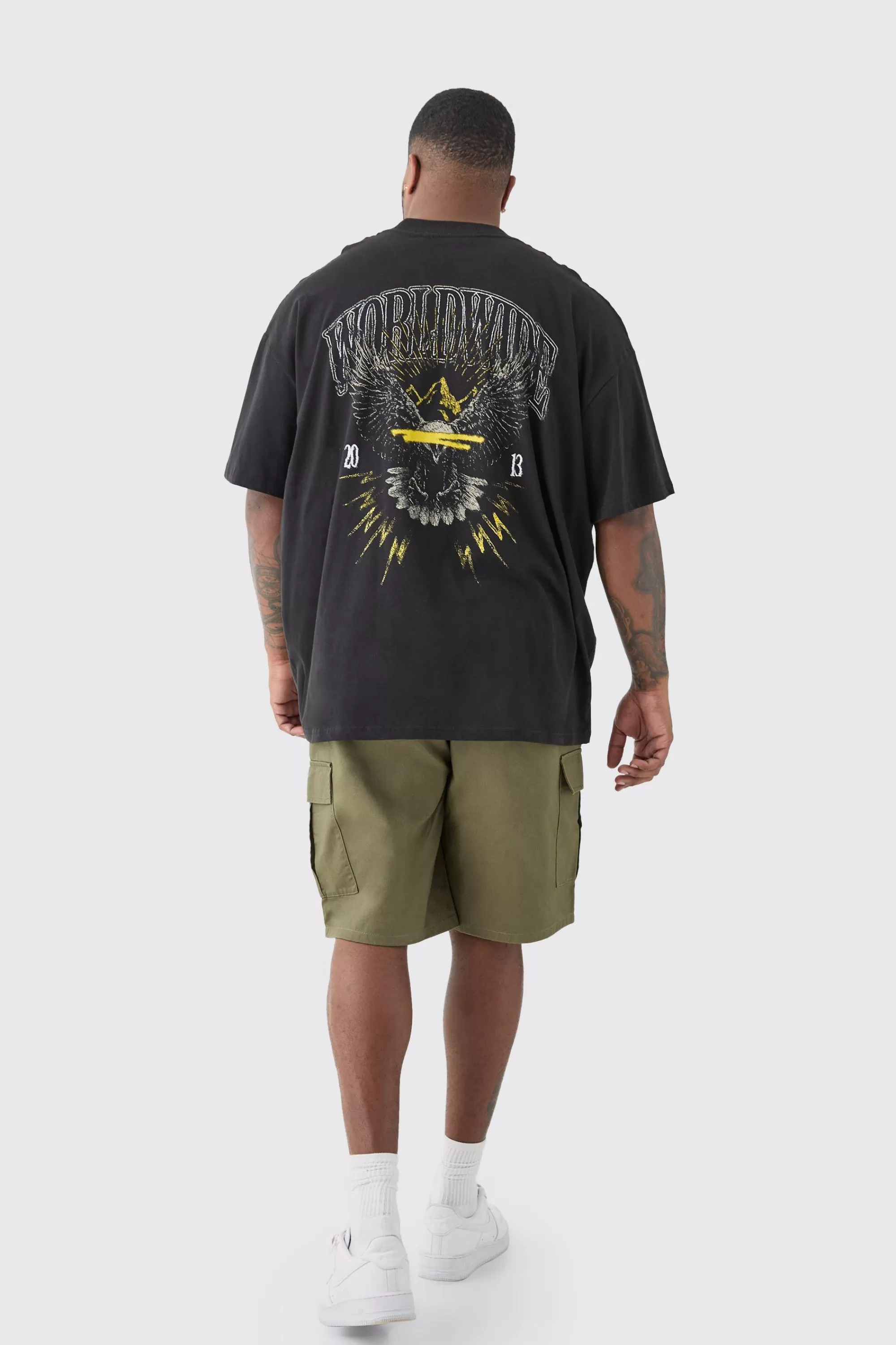 boohooMAN Plus Worldwide Eagle T-shirt In | UK black Cheap