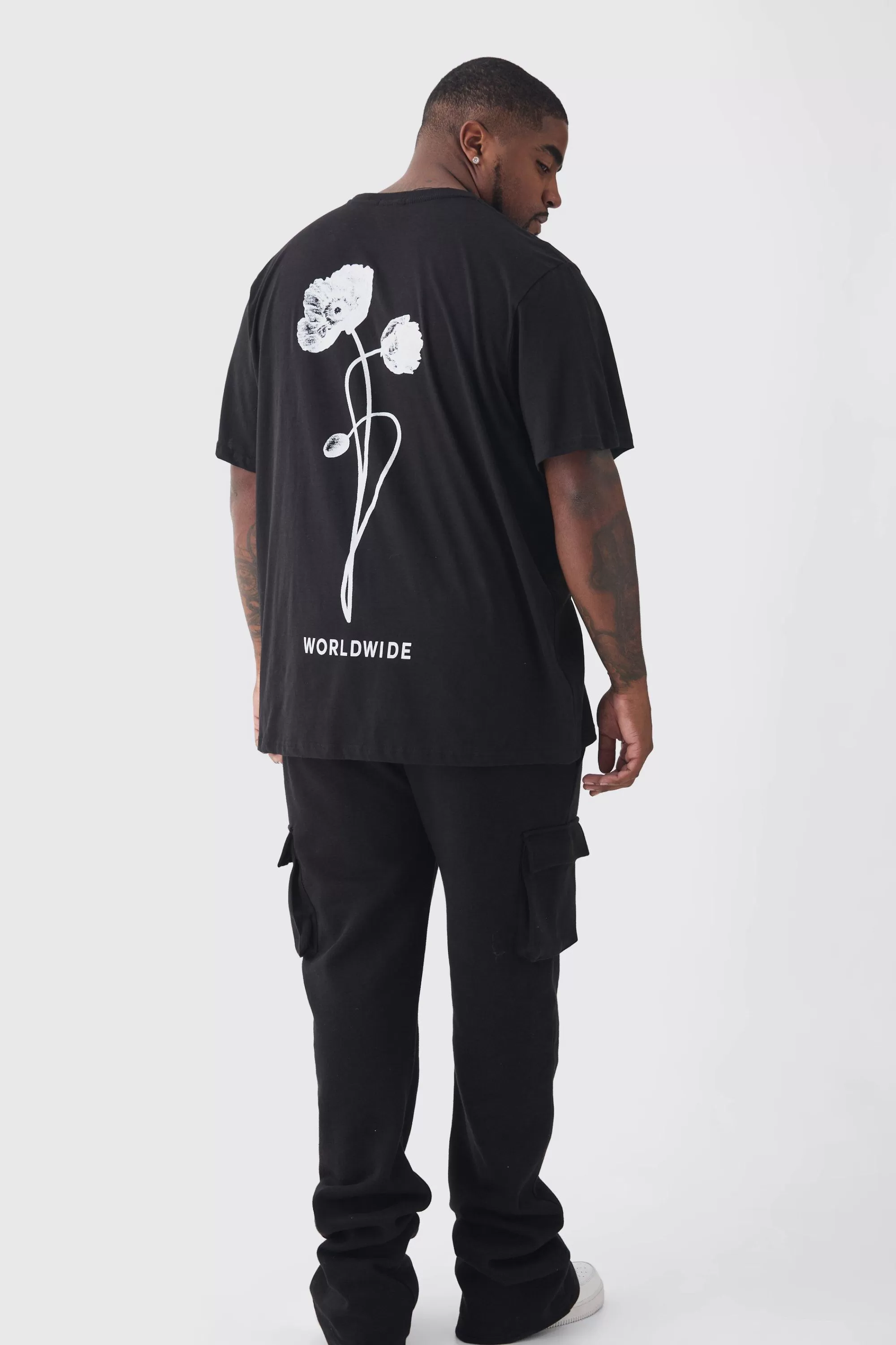 boohooMAN Plus Worldwide Rose Graphic T-Shirt | UK black Discount