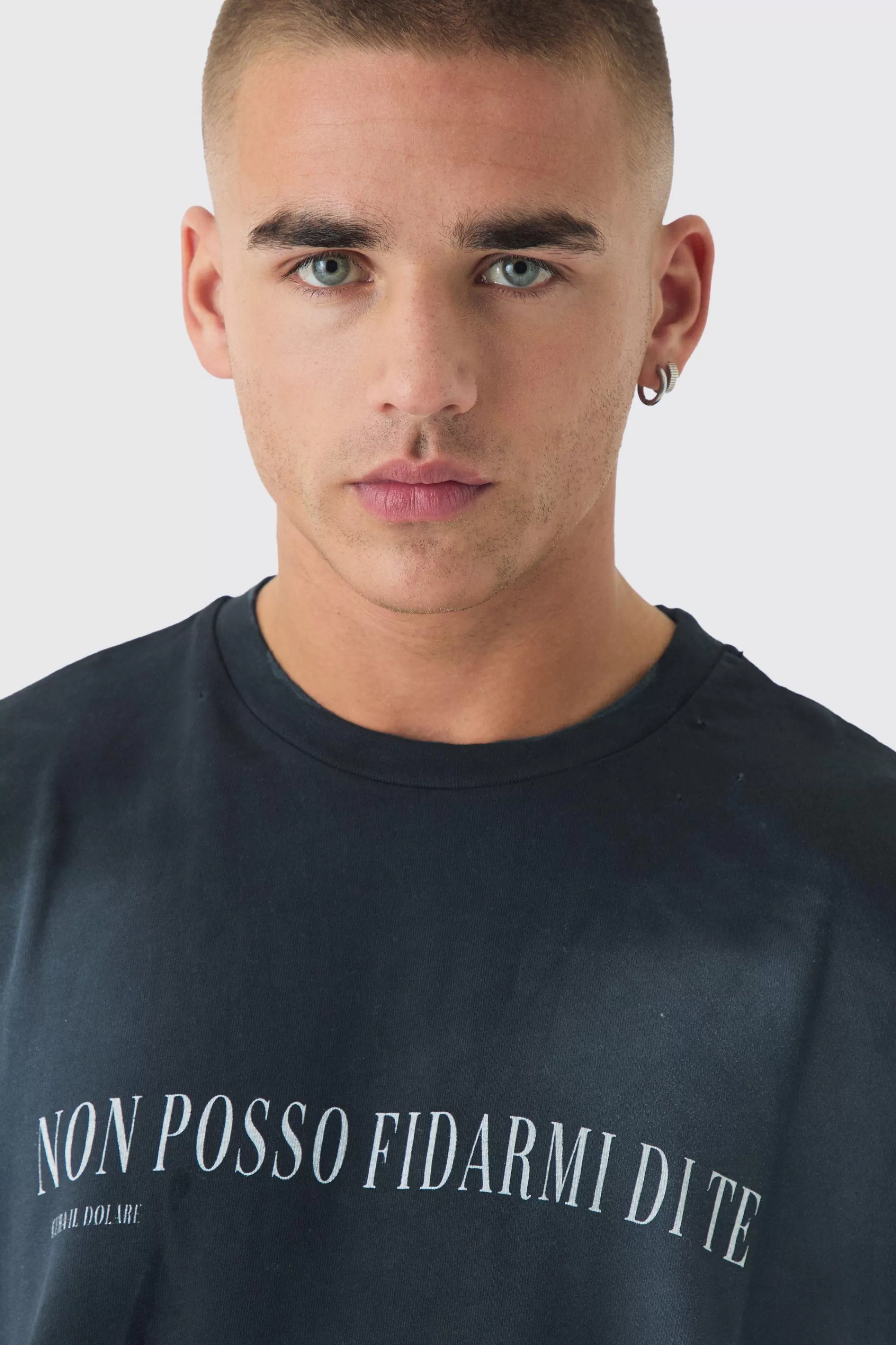 boohooMAN Premium Oversized Faux Layer Top Stitch Washed T-shirt | UK black Discount