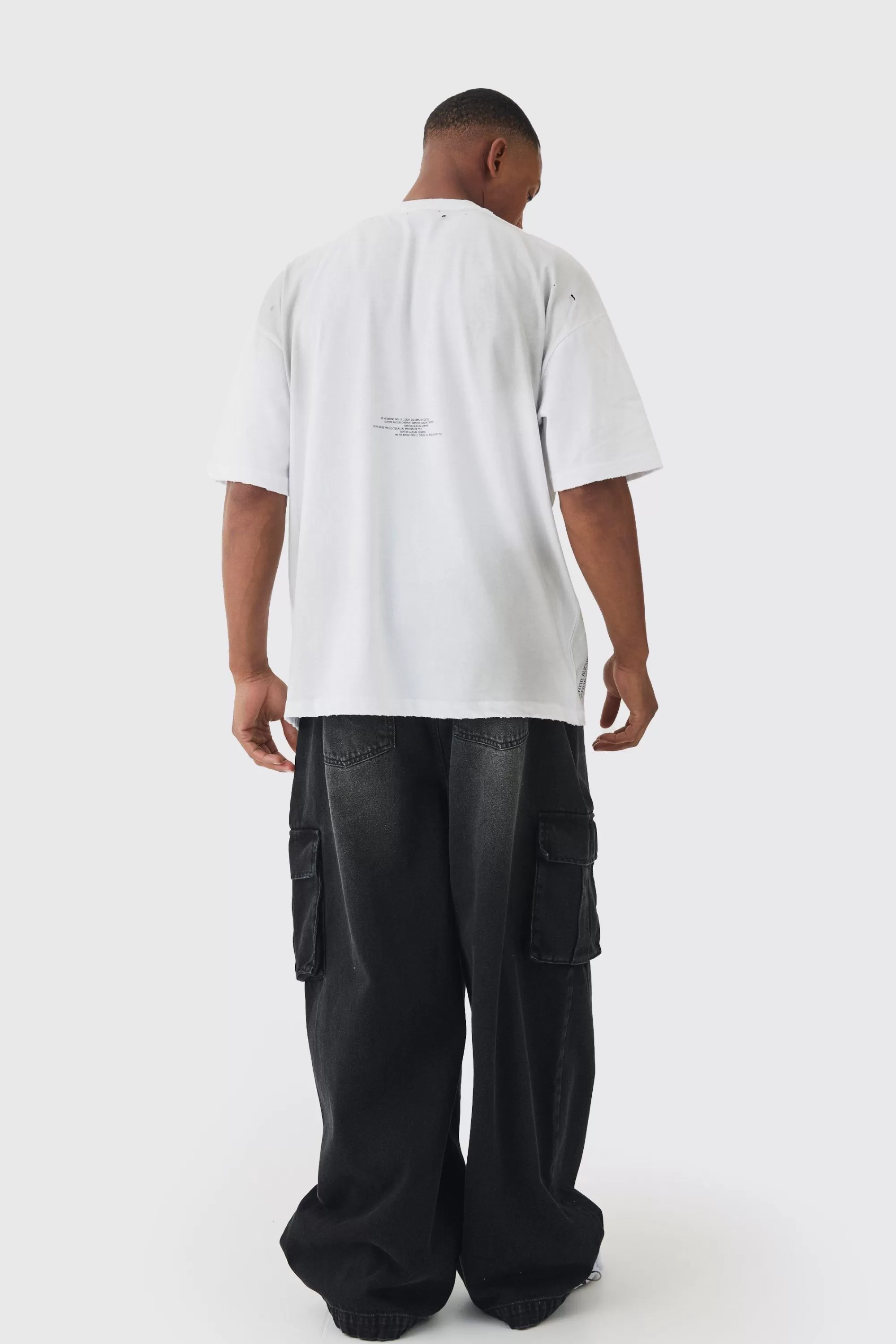 boohooMAN Premium Oversized T-shirt Washed & Printed T-shirt | UK white Online