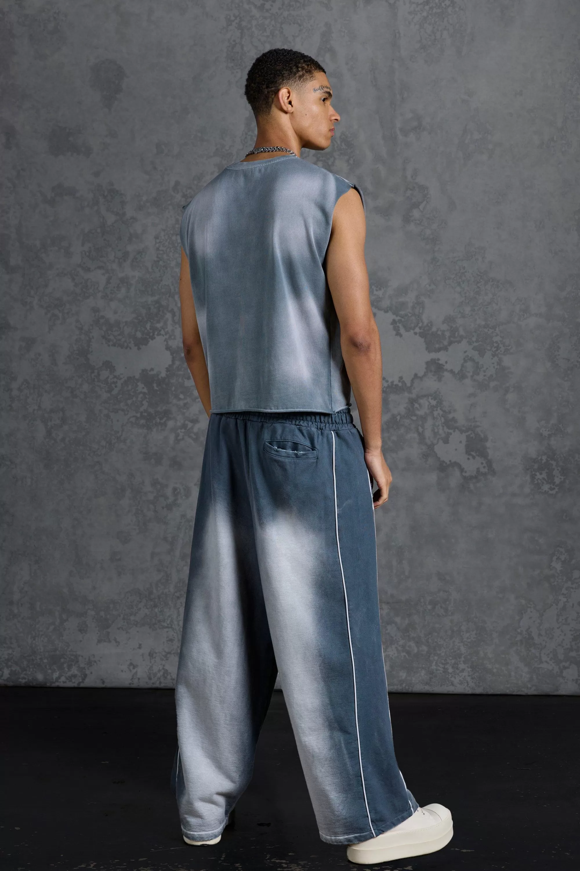 boohooMAN P-Star Oversized Cropped Tank Top With Chest Print | UK grey Cheap