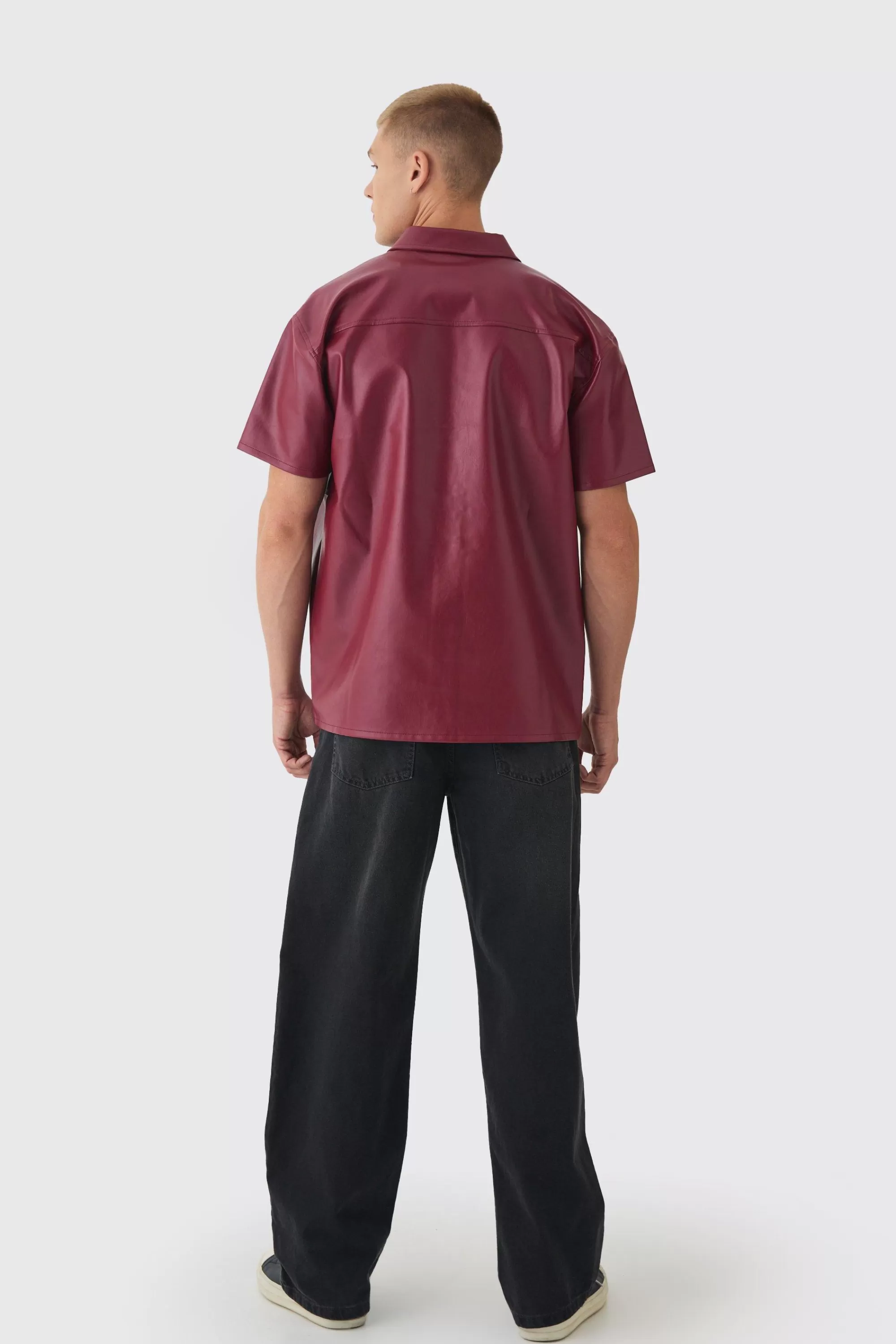 boohooMAN Pu Oversized Panel Detail Shirt | UK cherry Store