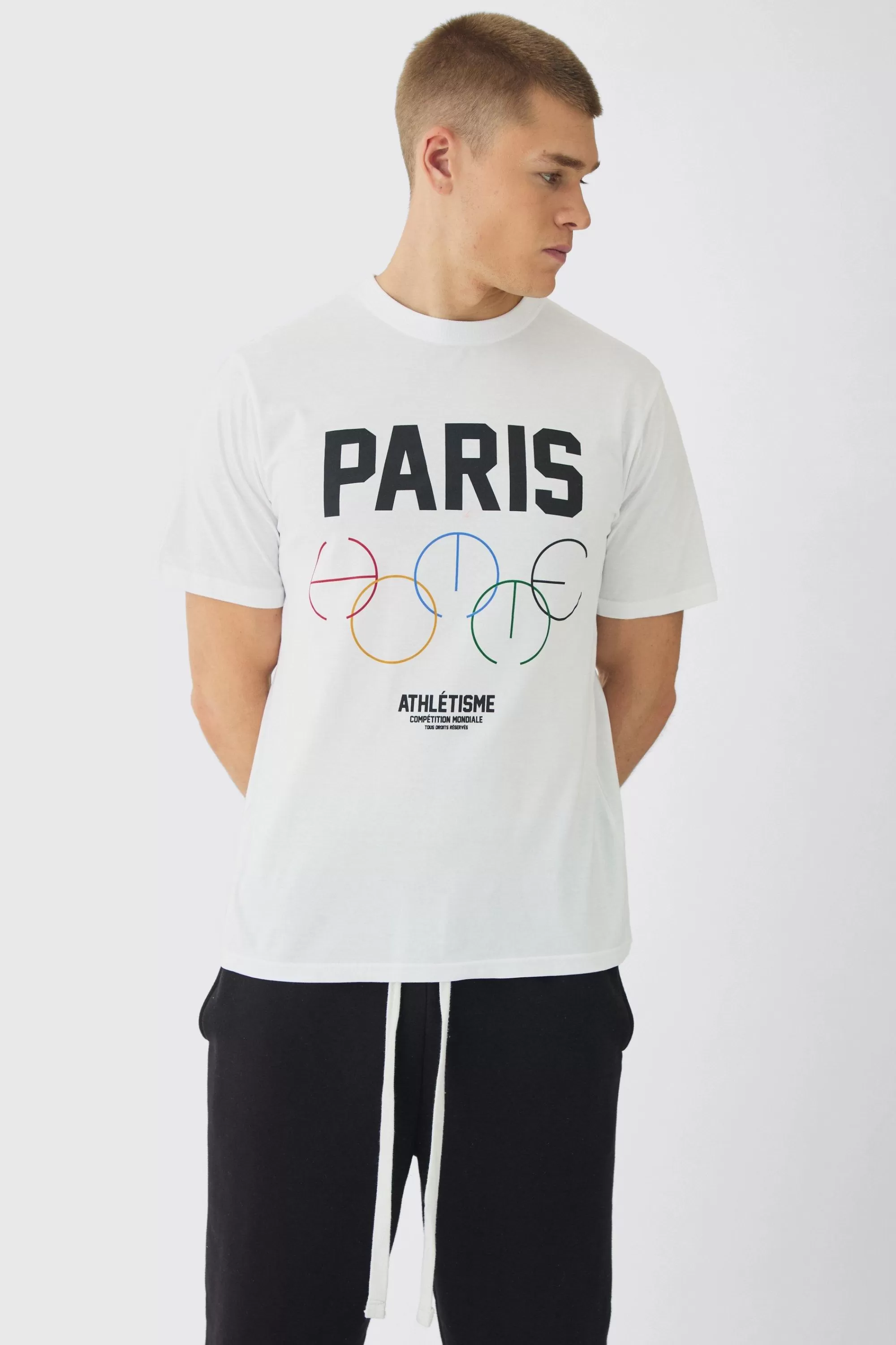 boohooMAN Regular Paris Print T-Shirt | UK white Shop