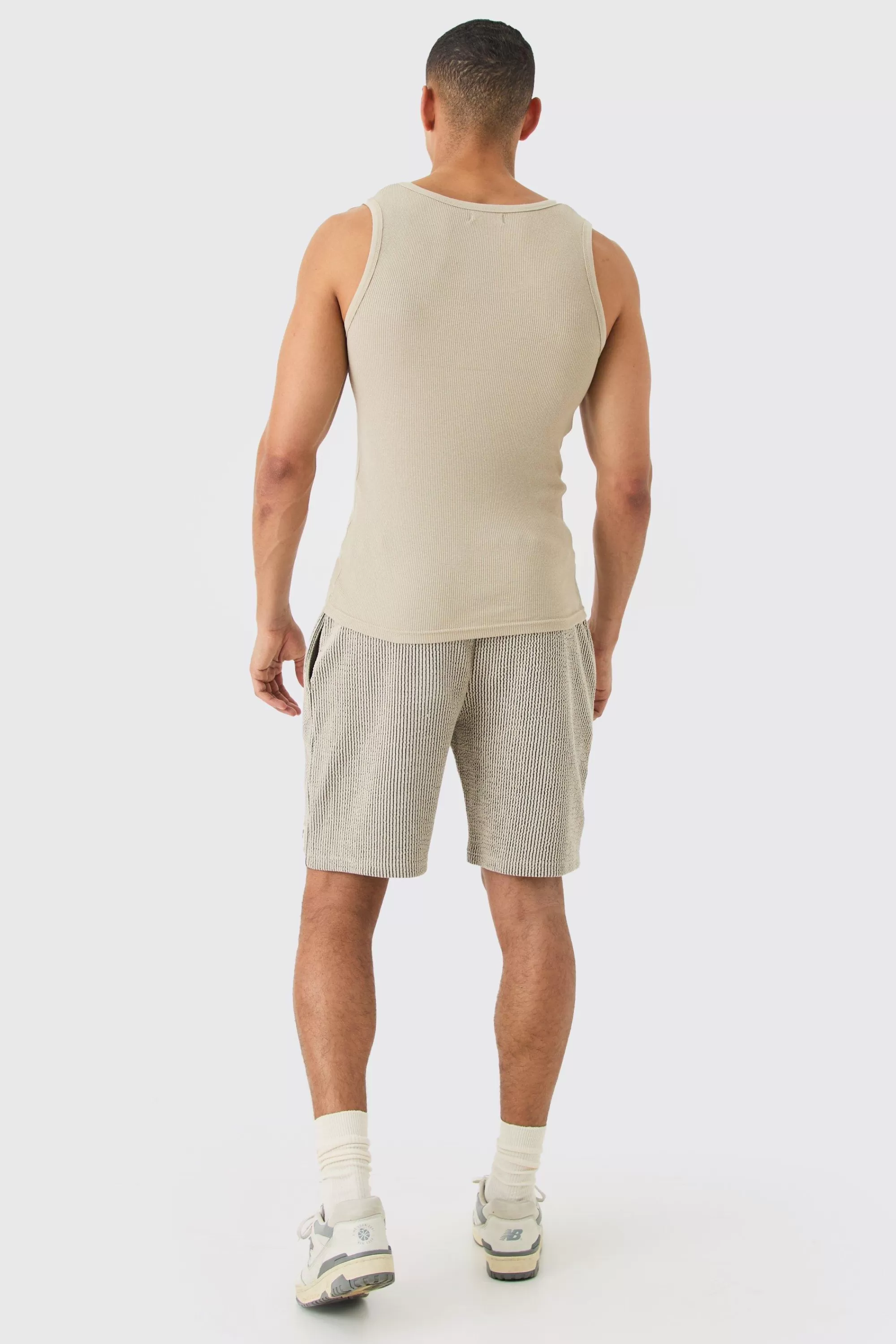 boohooMAN Ribbed Muscle Fit Vest | UK stone Cheap