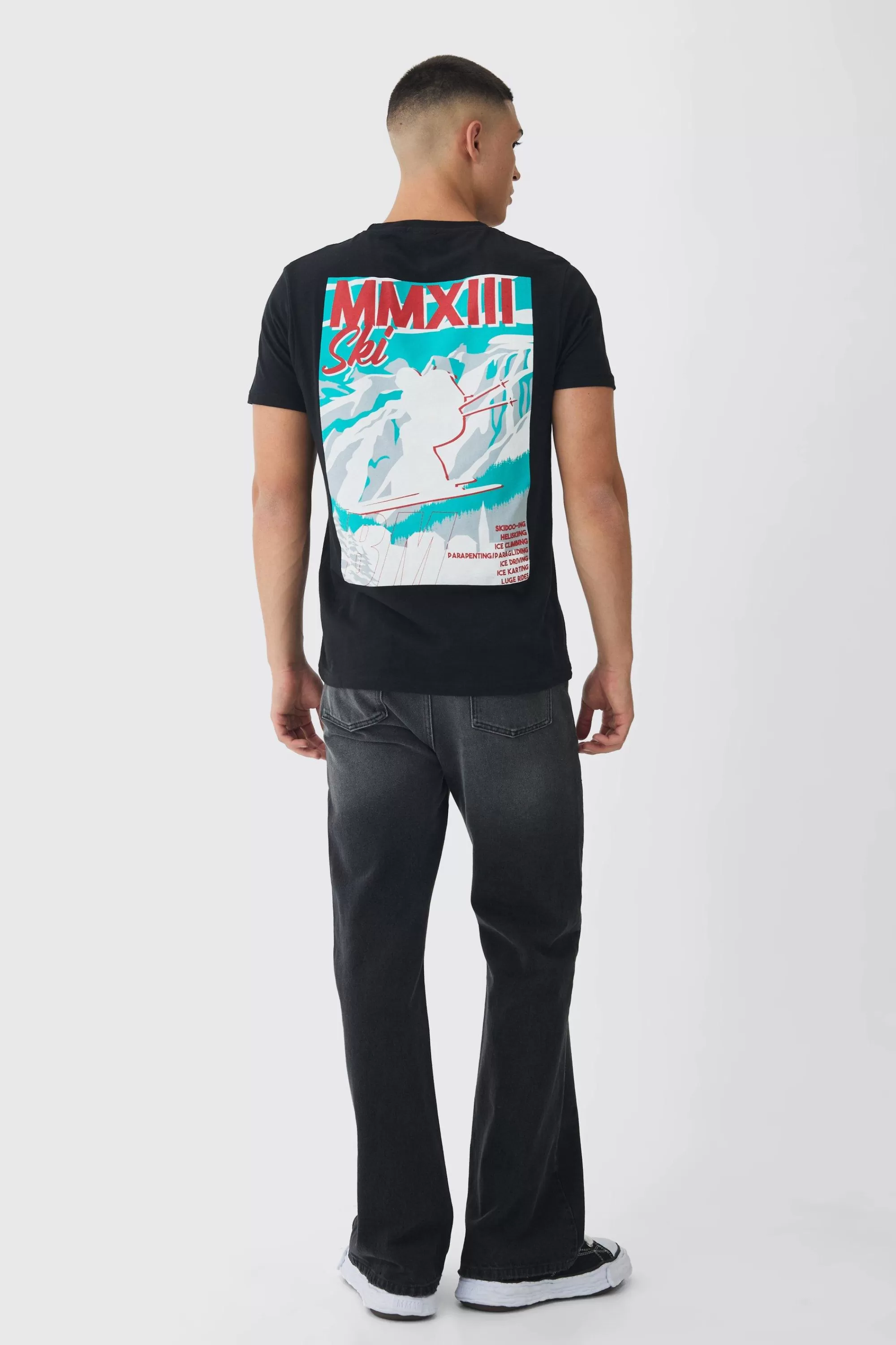 boohooMAN Ski Resort Print T-Shirt | UK black Discount
