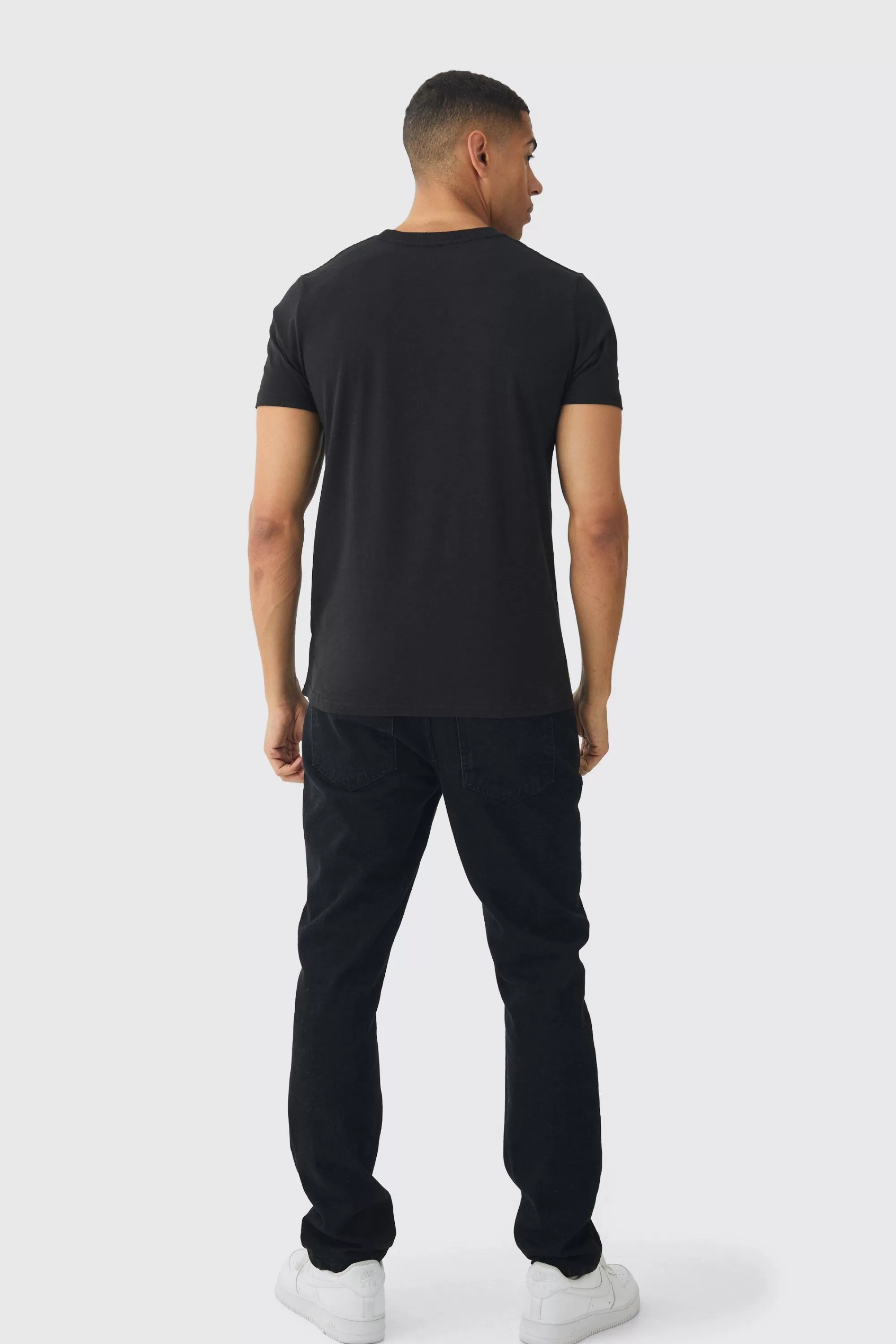 boohooMAN Slim Abstact Rose Print T-Shirt | UK black Online