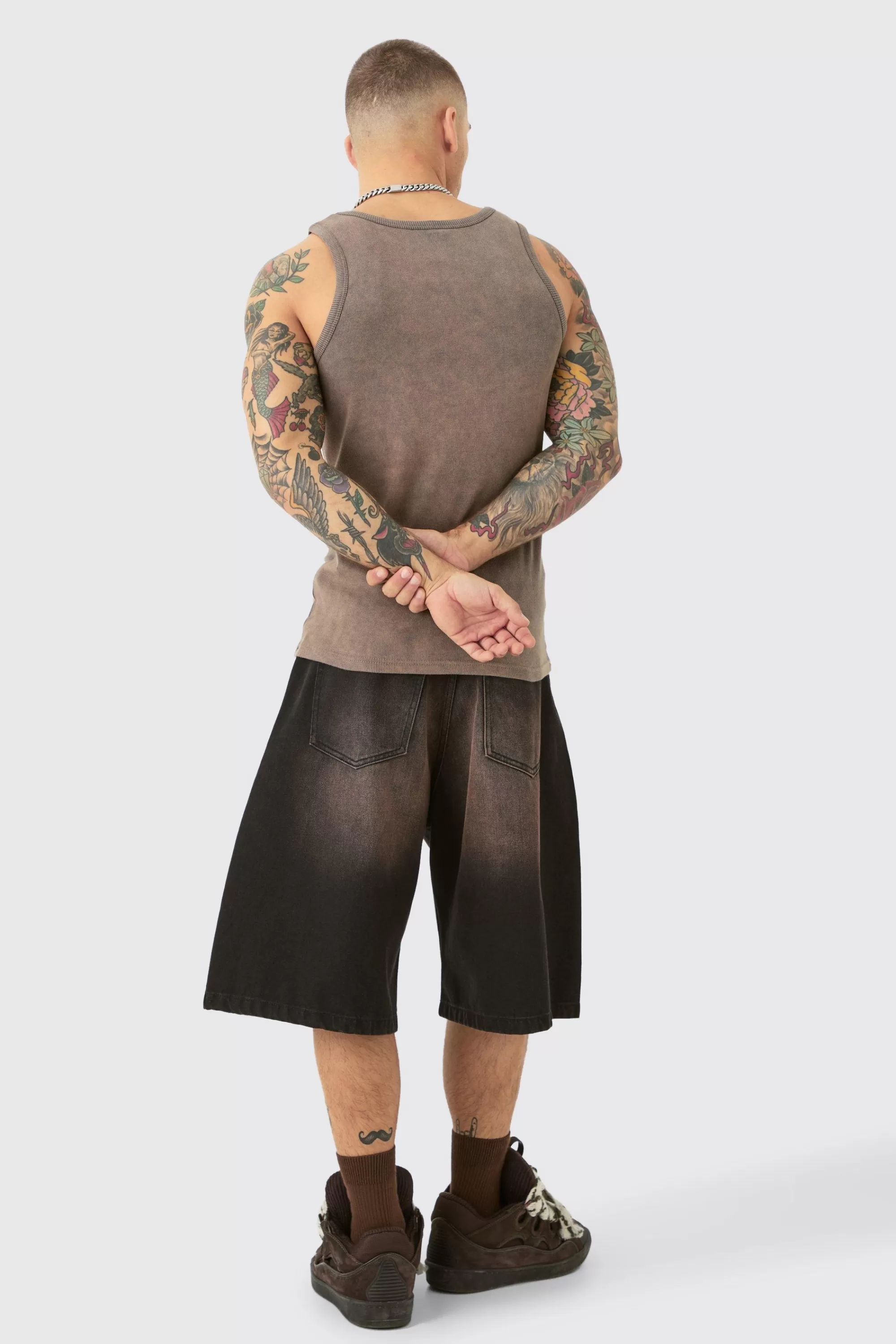 boohooMAN Slim Acid Washed Man Signature Ribbed Vest | UK chocolate Sale