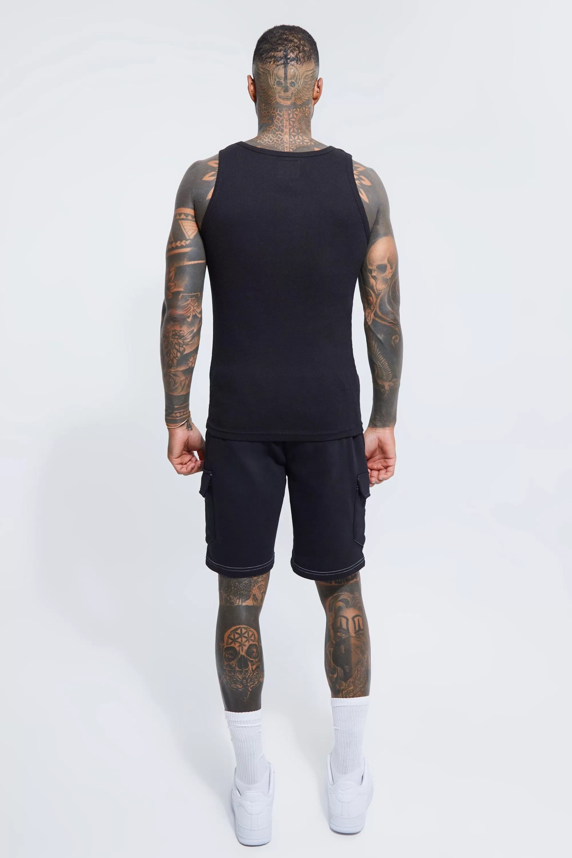 boohooMAN Slim Fit Ribbed Vest | UK black Outlet