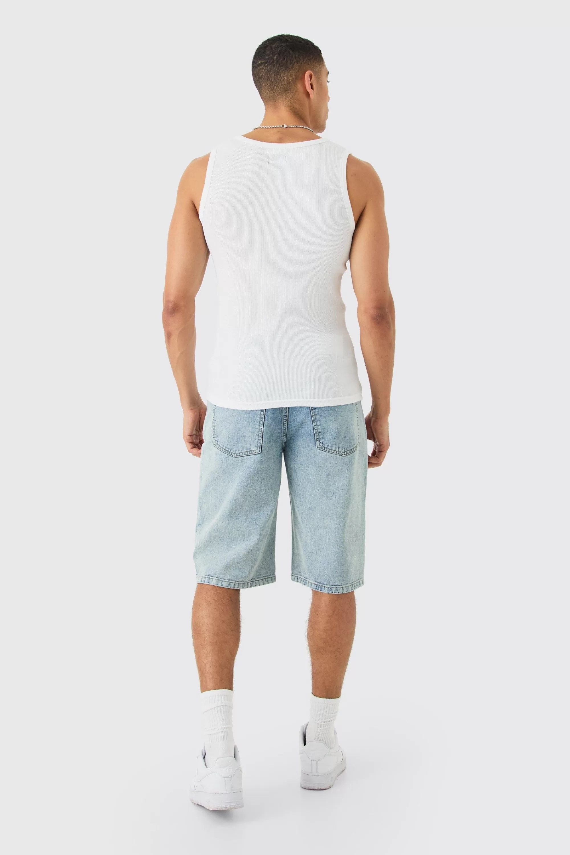 boohooMAN Slim Fit Ribbed Vest | UK white Outlet