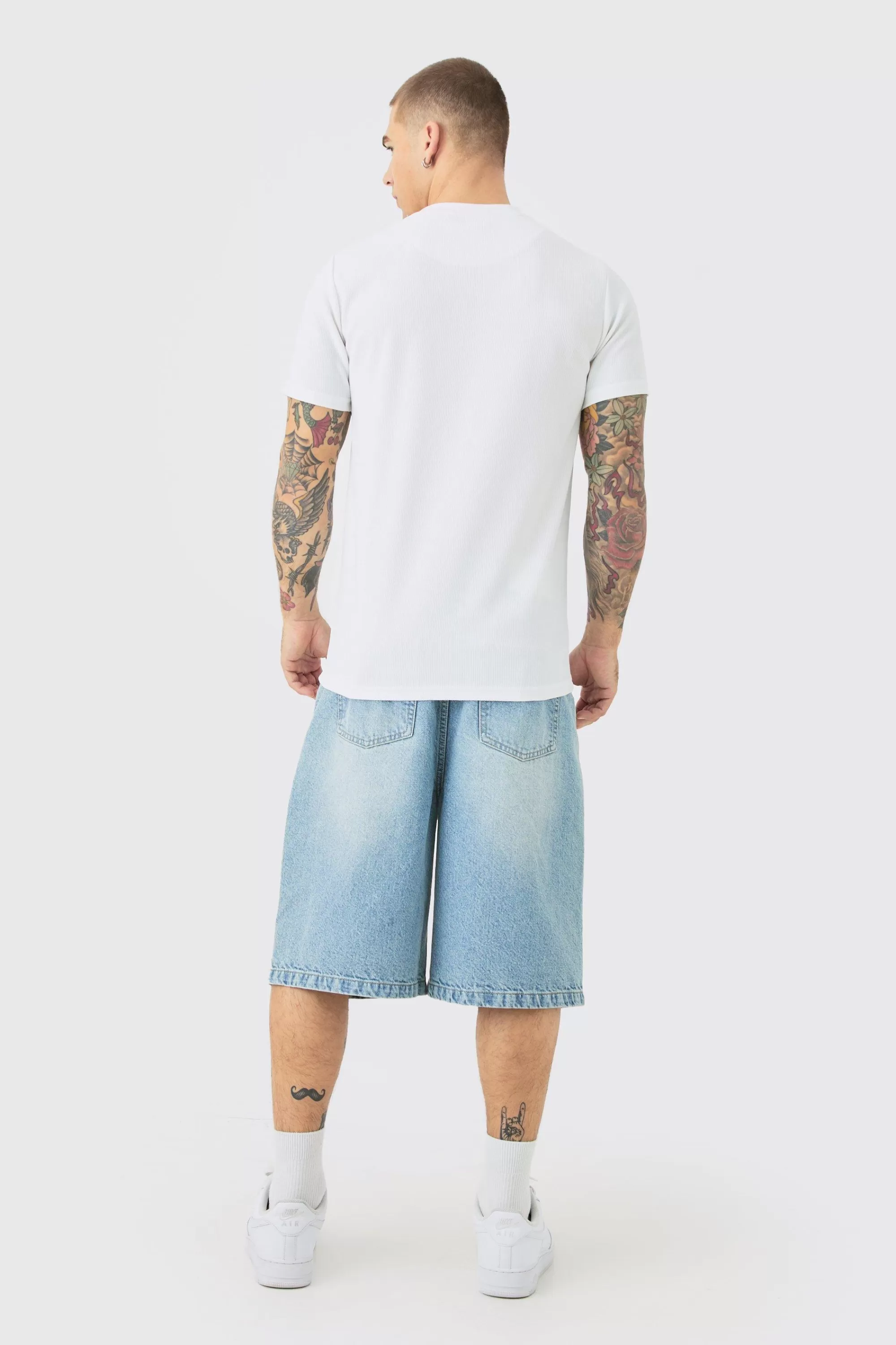 boohooMAN Slim High Build Ottoman Rib T-Shirt | UK white Best Sale