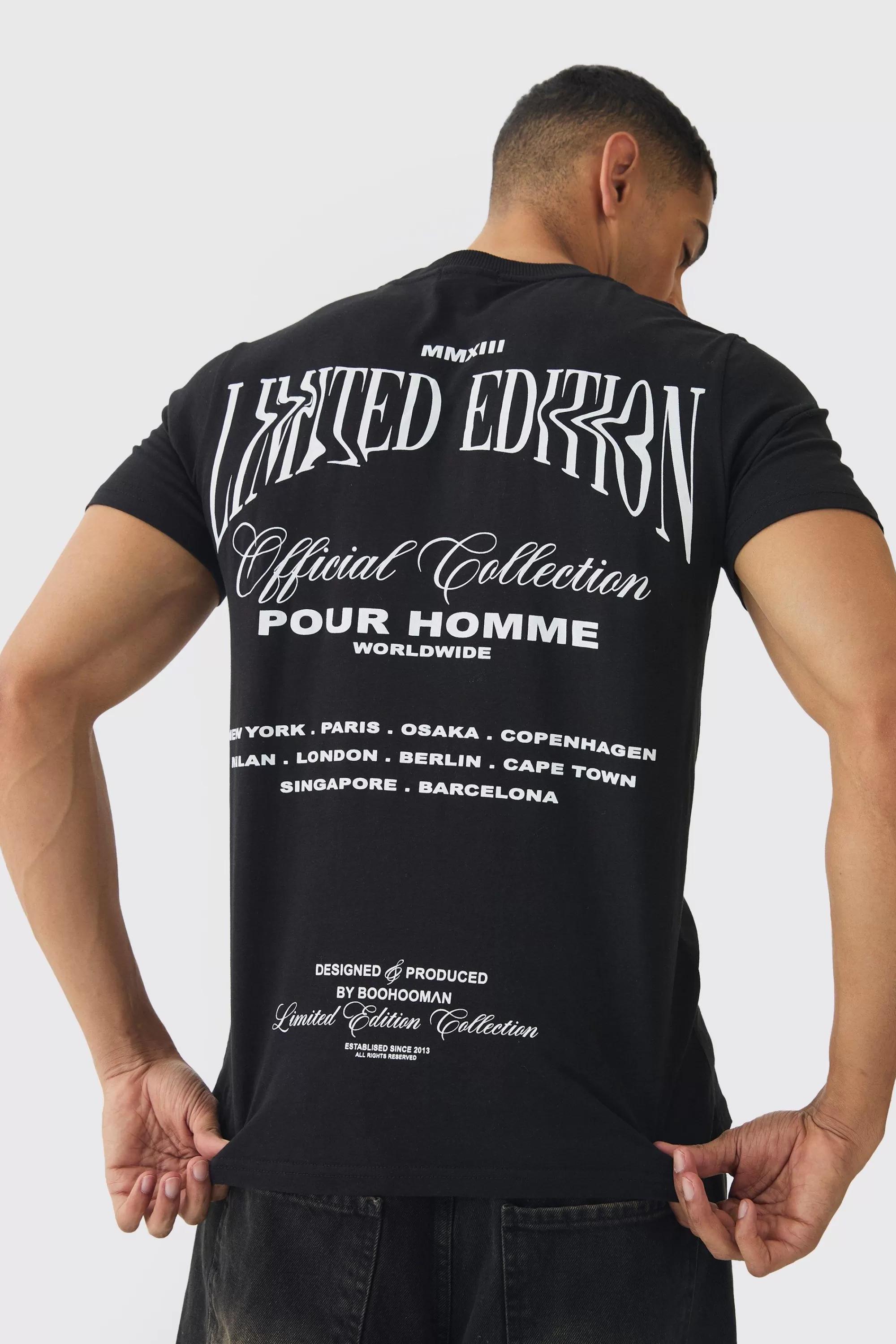 boohooMAN Slim Limited Edition Back Print T-Shirt | UK black Clearance