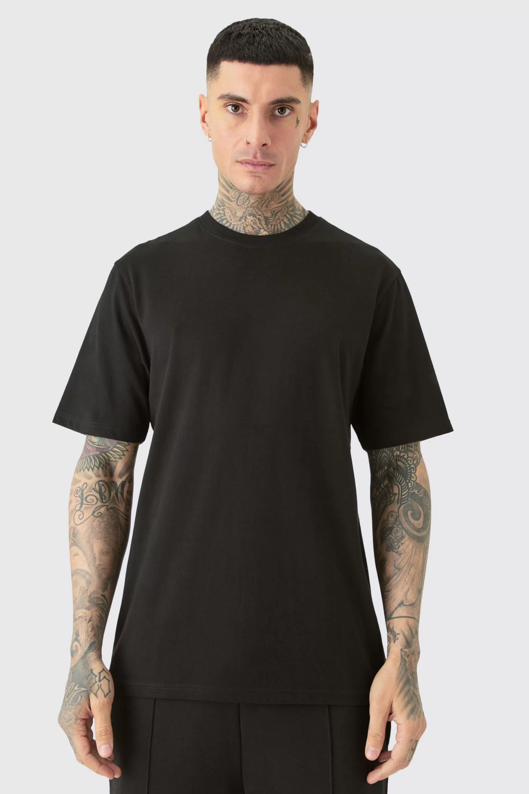 boohooMAN Tall Basic Crew Neck T-shirt | UK black Best