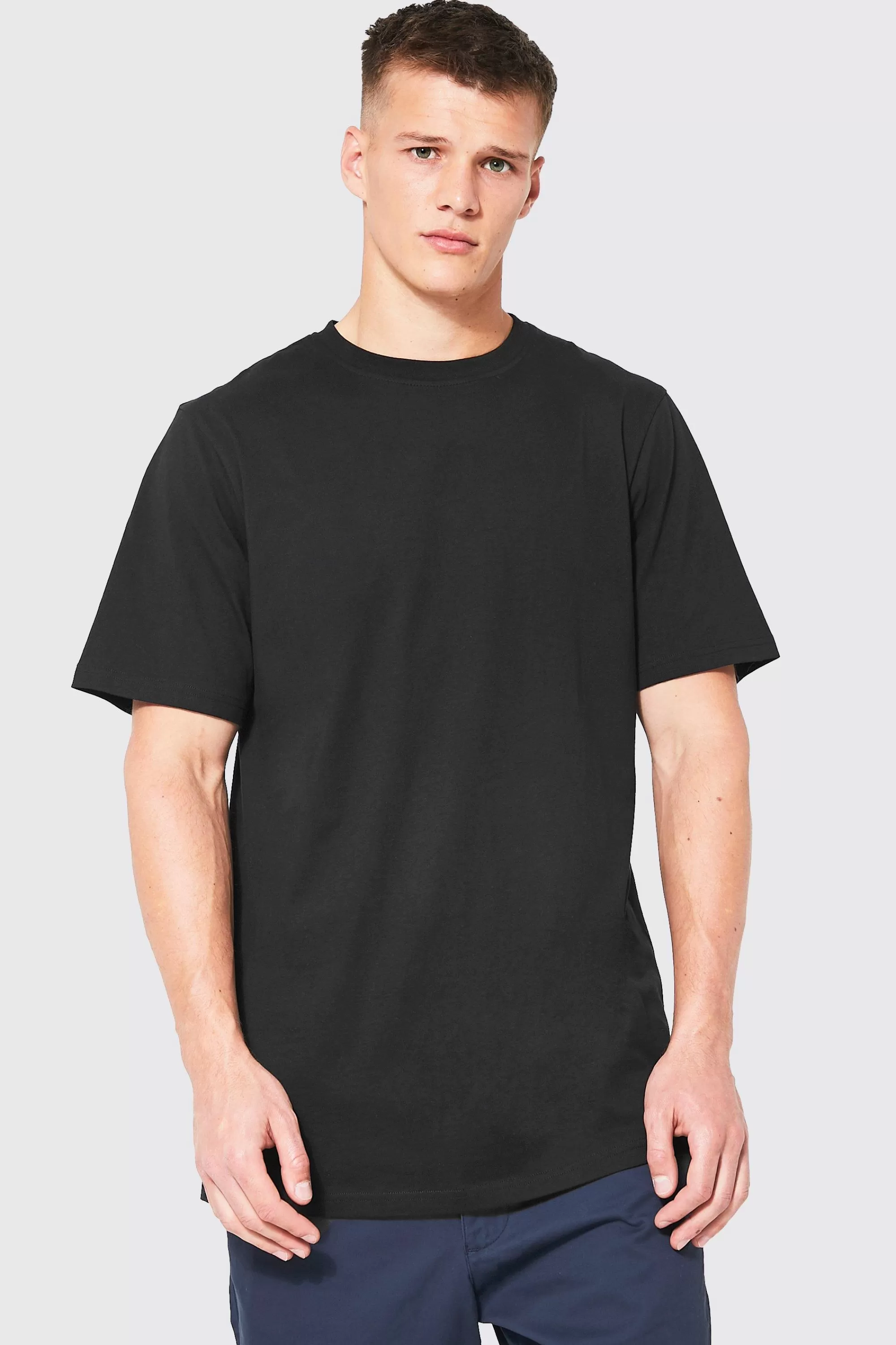 boohooMAN Tall Basic Longline Crew Neck T-shirt | UK black Hot