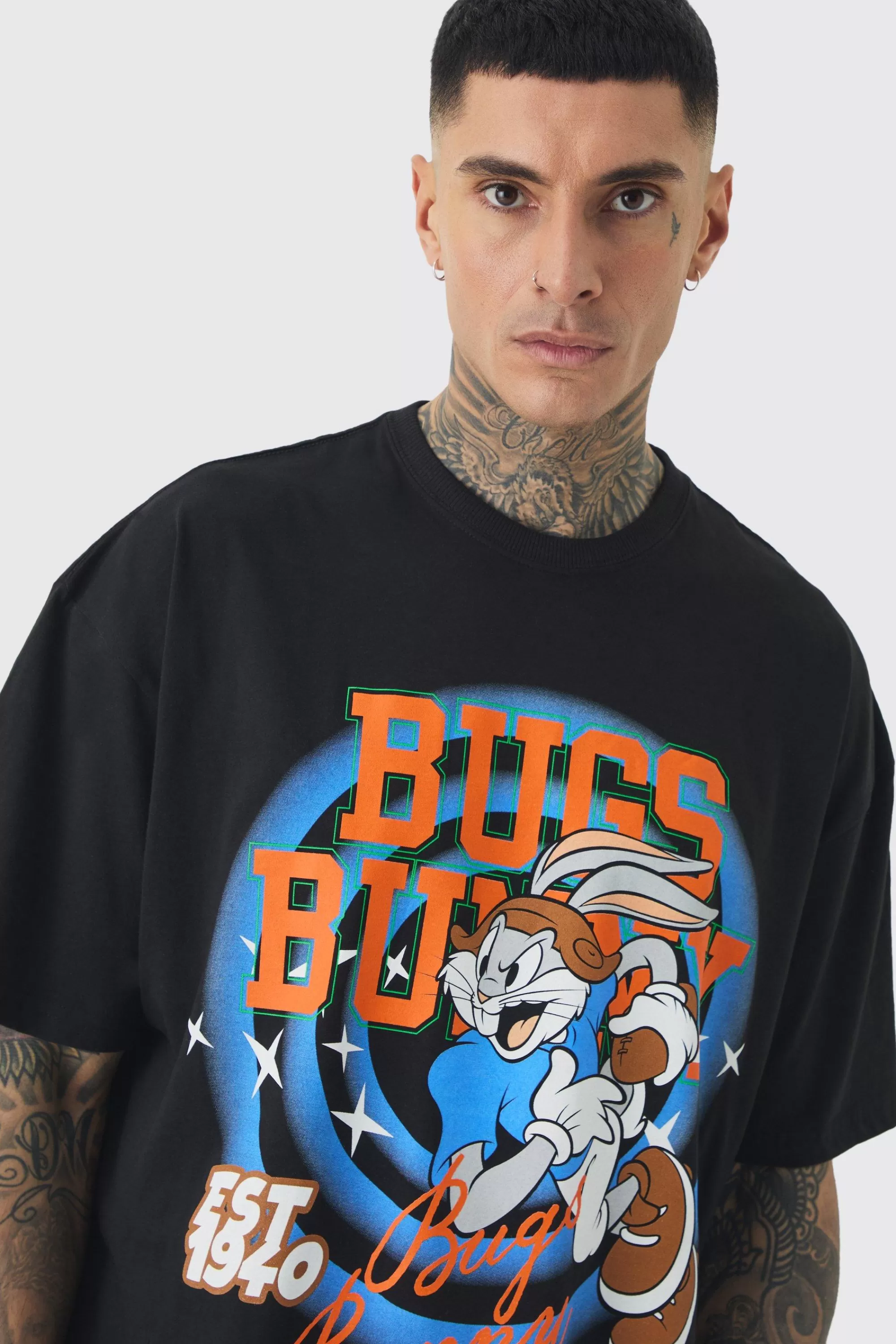boohooMAN Tall Bugs Bunny Lisence Printed T-shirt In | UK black Sale