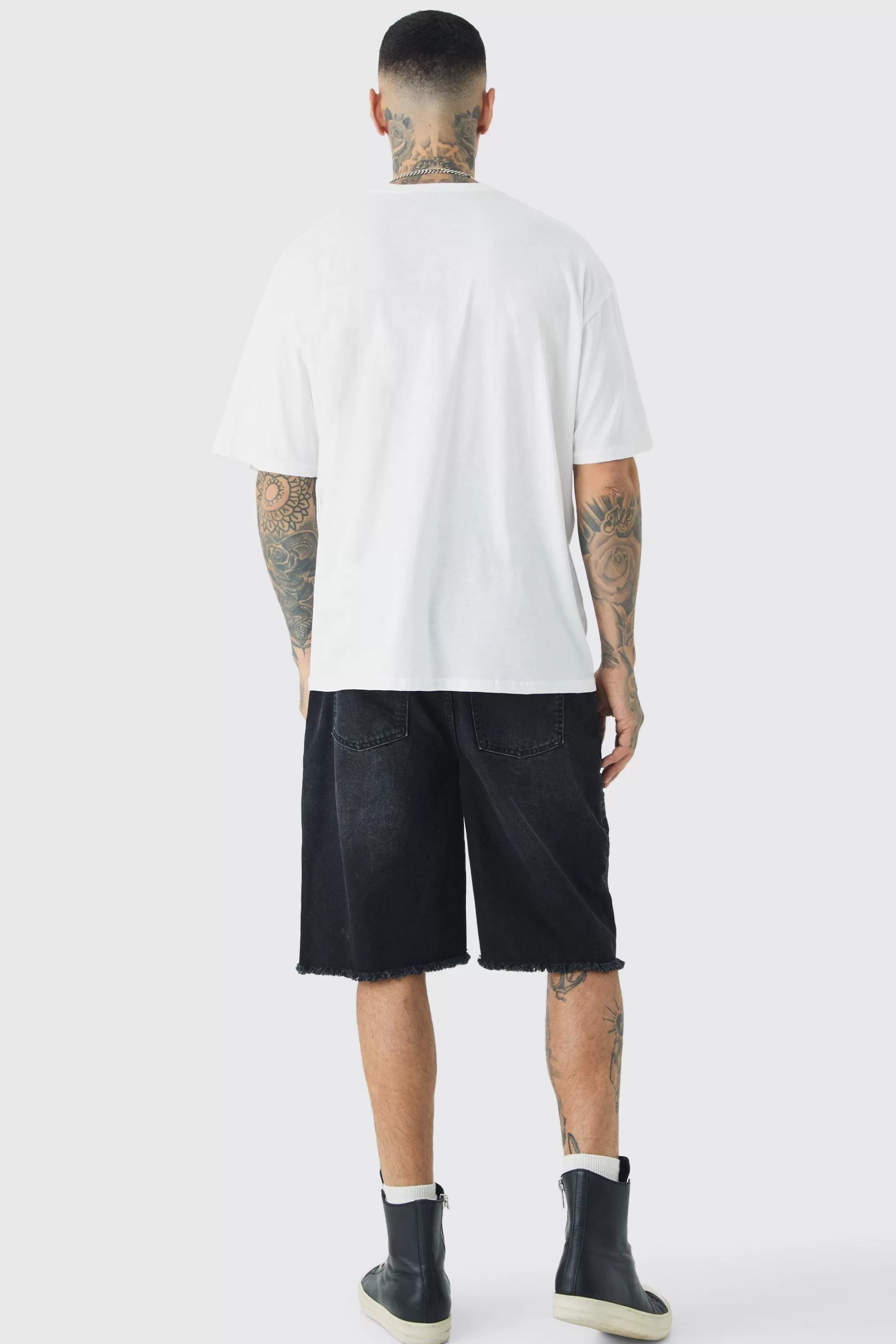 boohooMAN Tall Cross Embroidered T-shirt In | UK white Shop