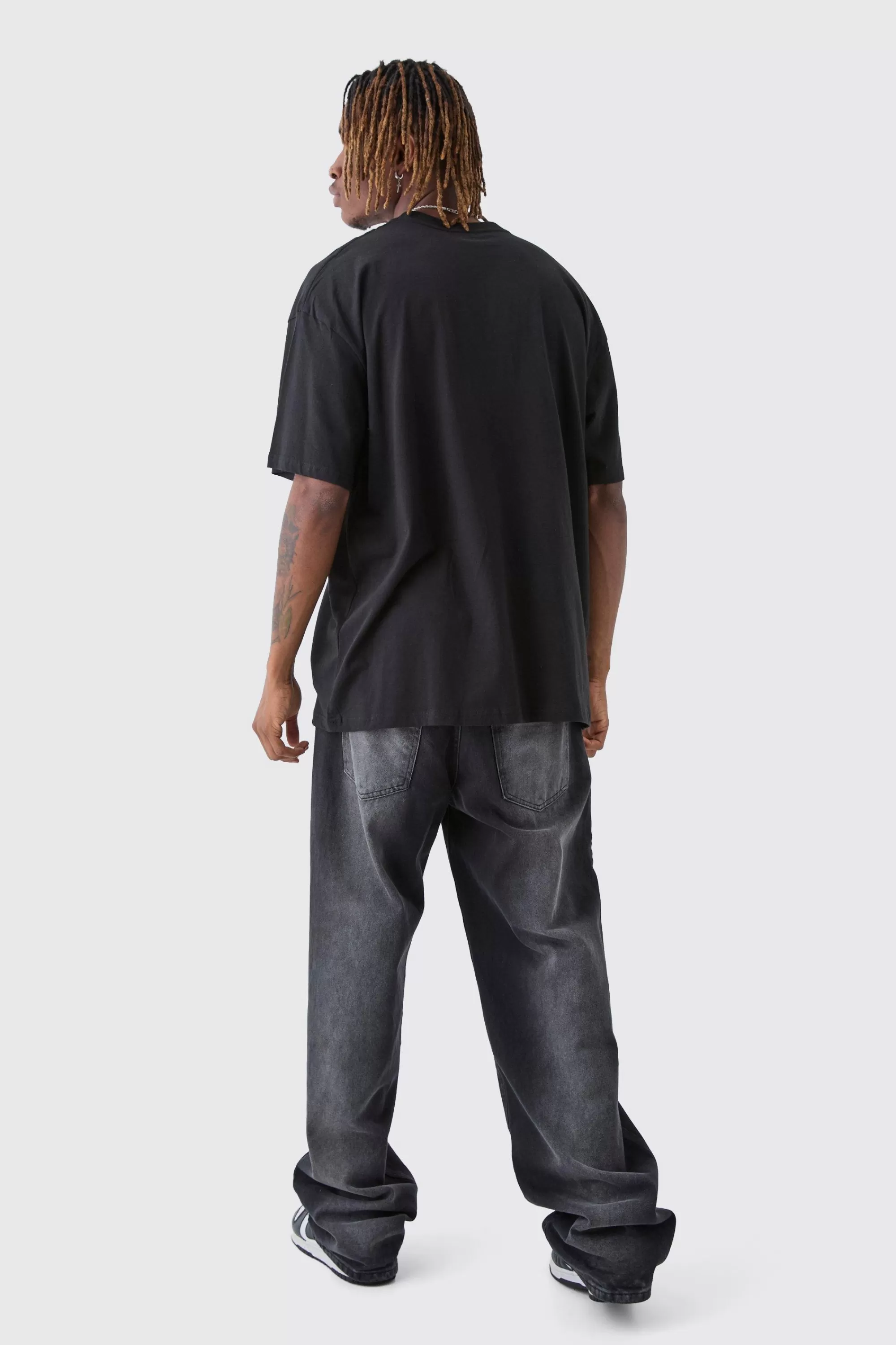boohooMAN Tall Drip Floral Print Oversized T-Shirt | UK black Best Sale