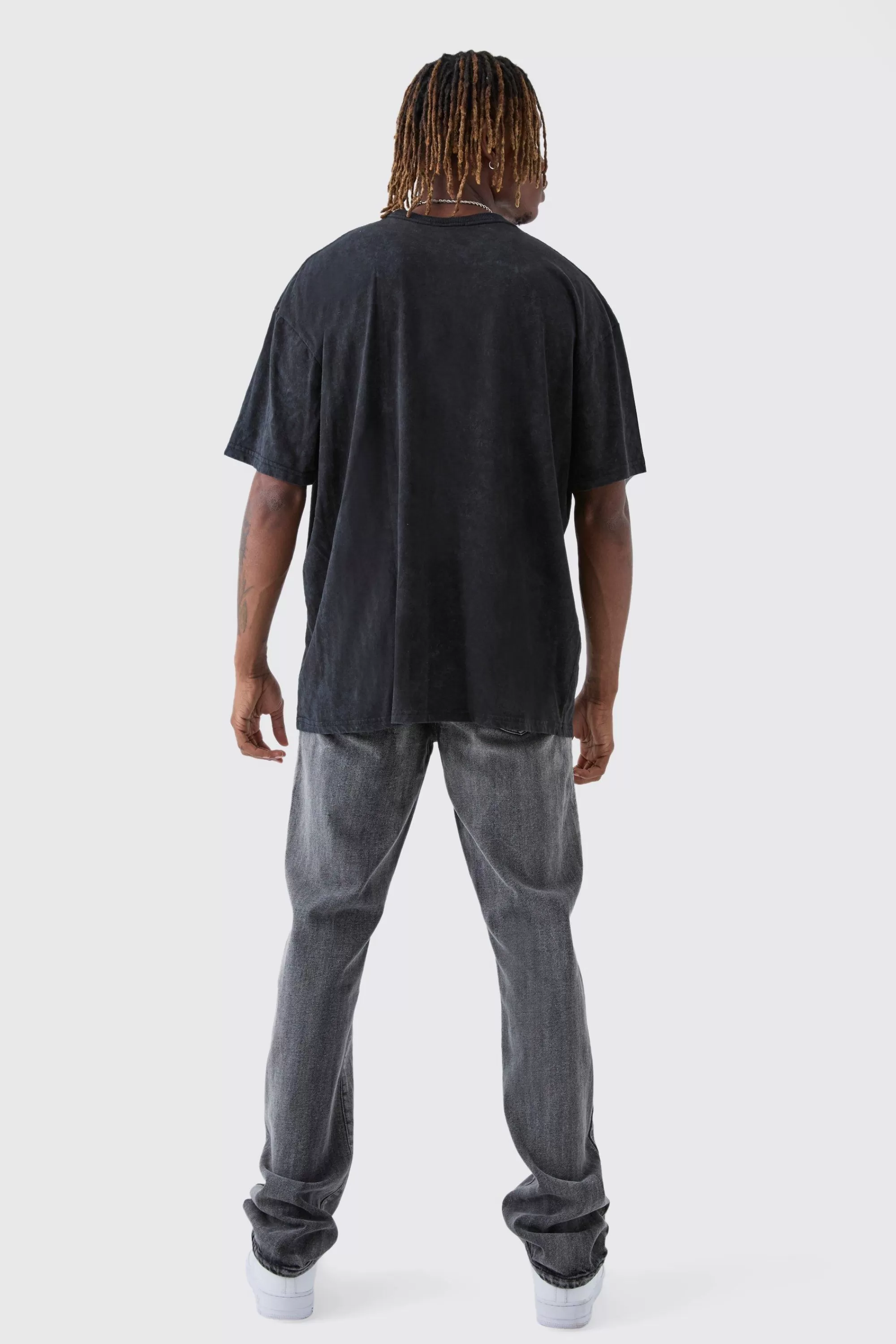 boohooMAN Tall Fearless Print Oversized Washed T-shirt In | UK charcoal Flash Sale