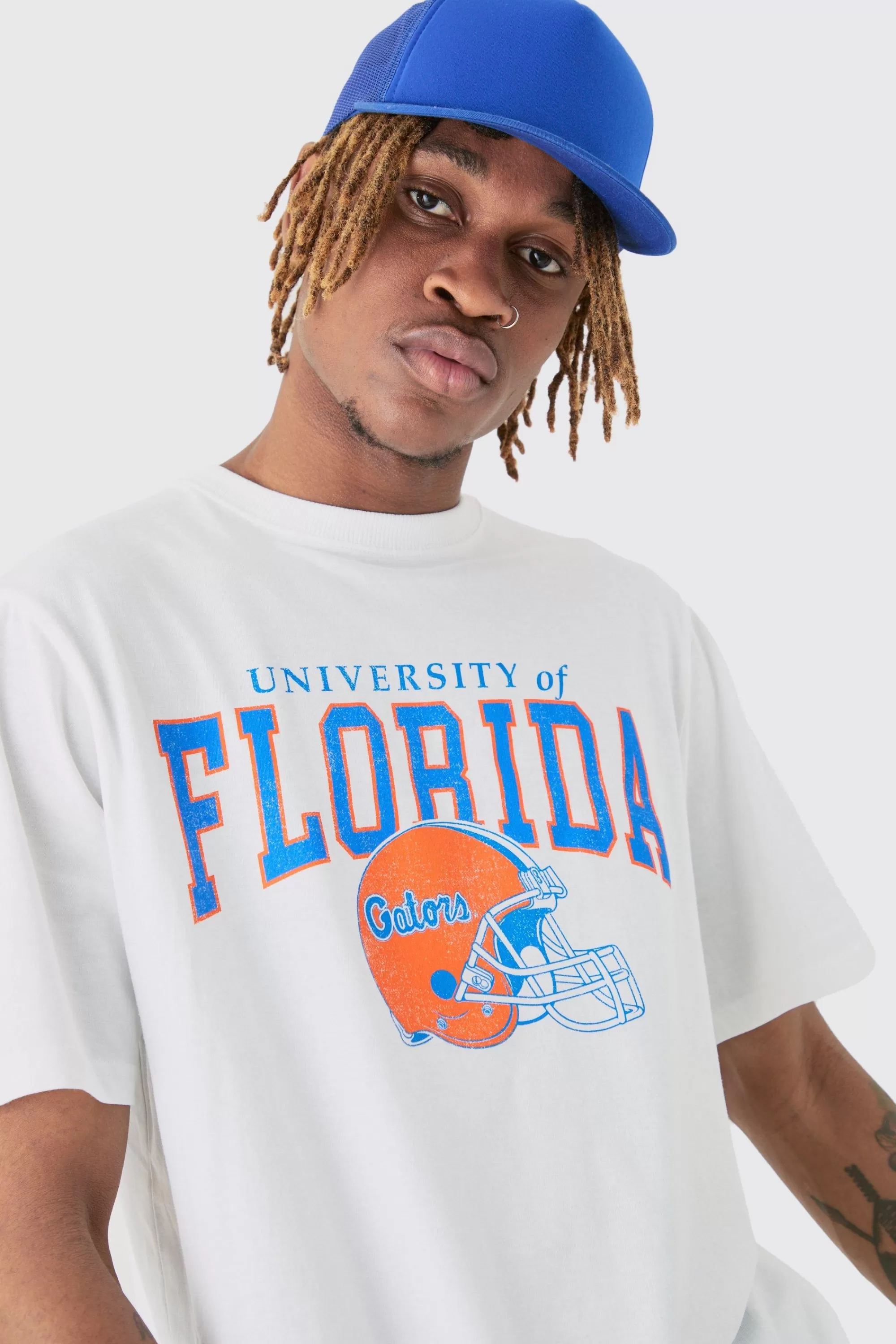 boohooMAN Tall Florida Varsity T-shirt In | UK white Best Sale