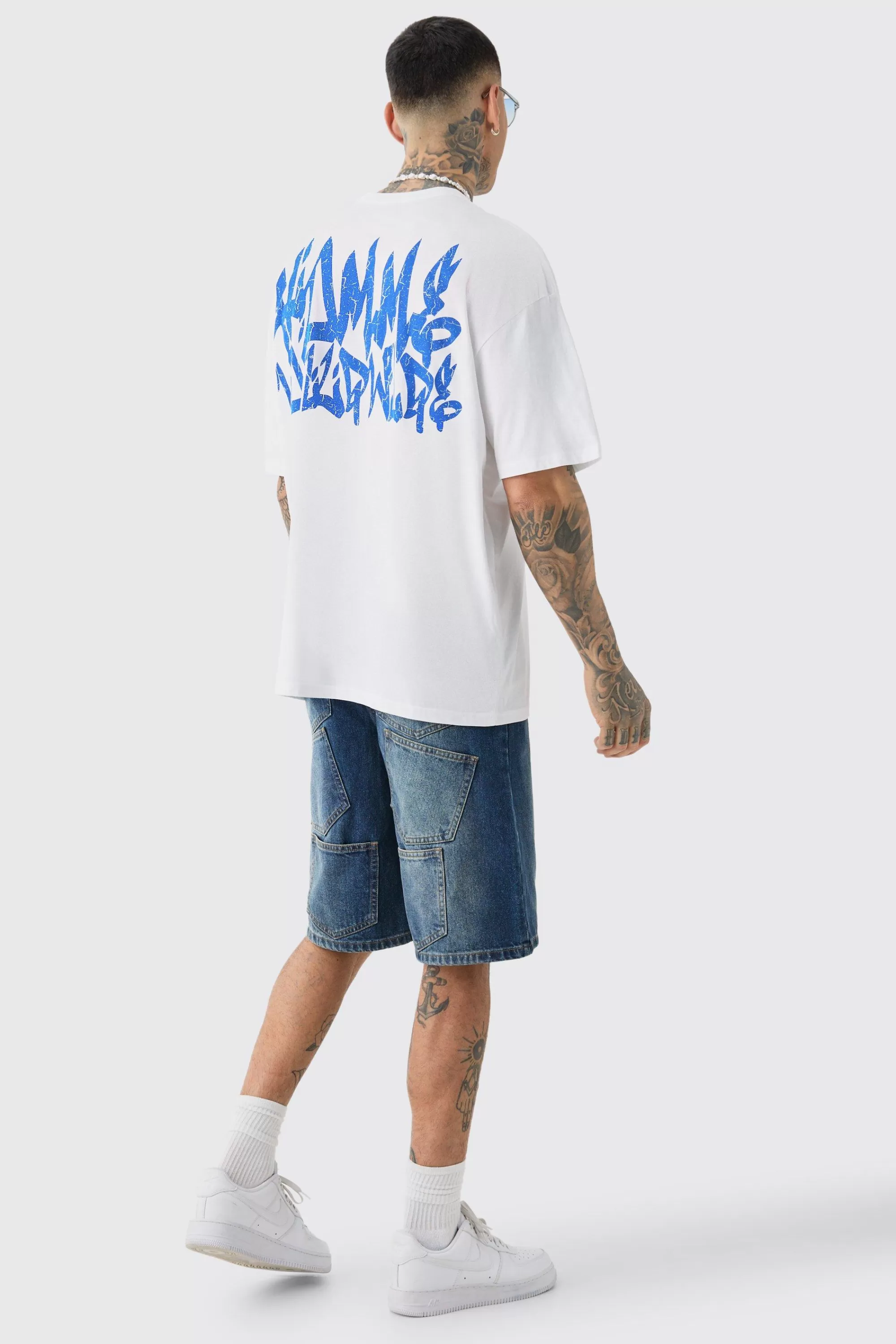 boohooMAN Tall Graffiti Homme Worldwide Back Print T-shirt In | UK white Cheap