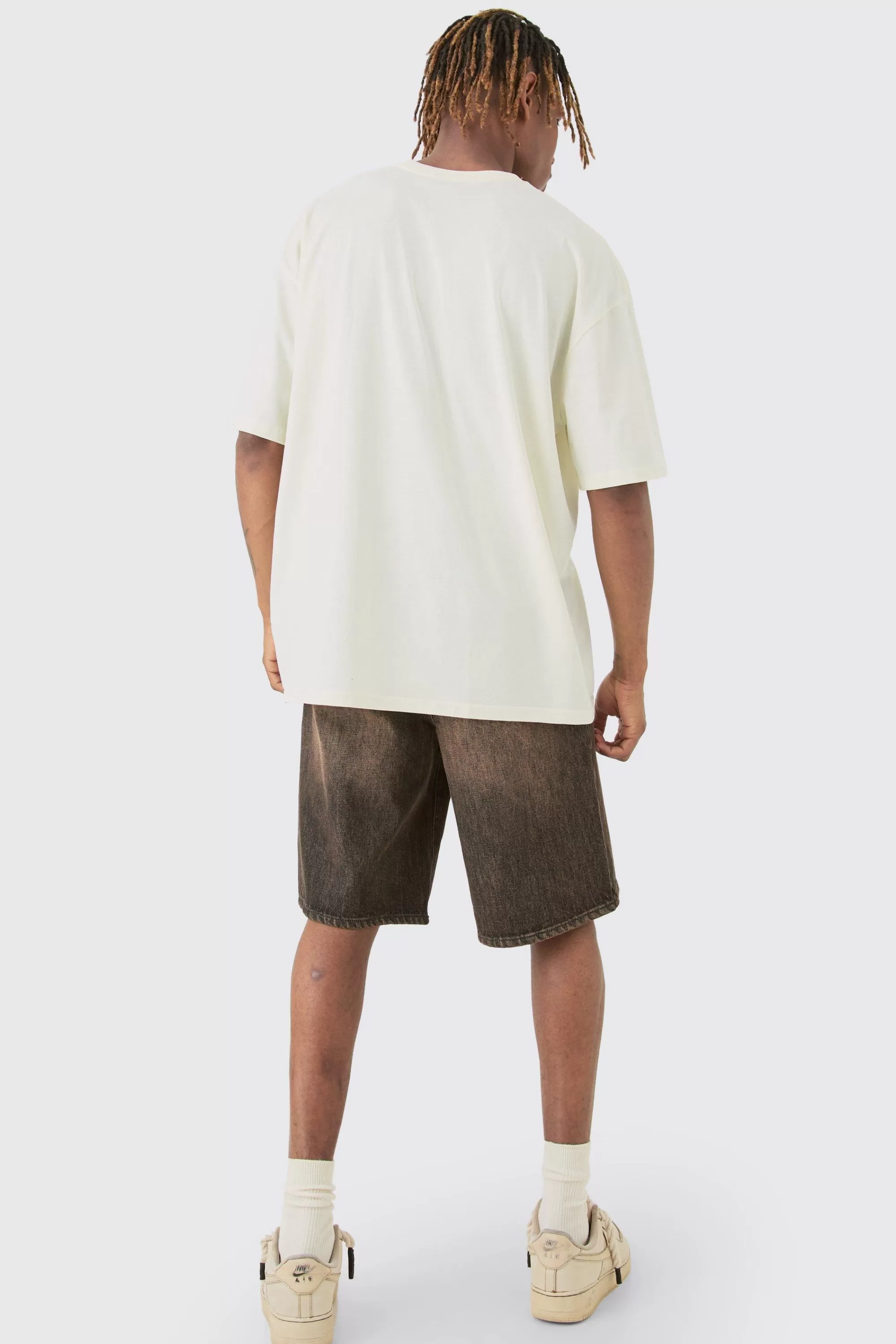 boohooMAN Tall Homme Dobermann Printed Graphic Oversized T-shirt | UK ecru New