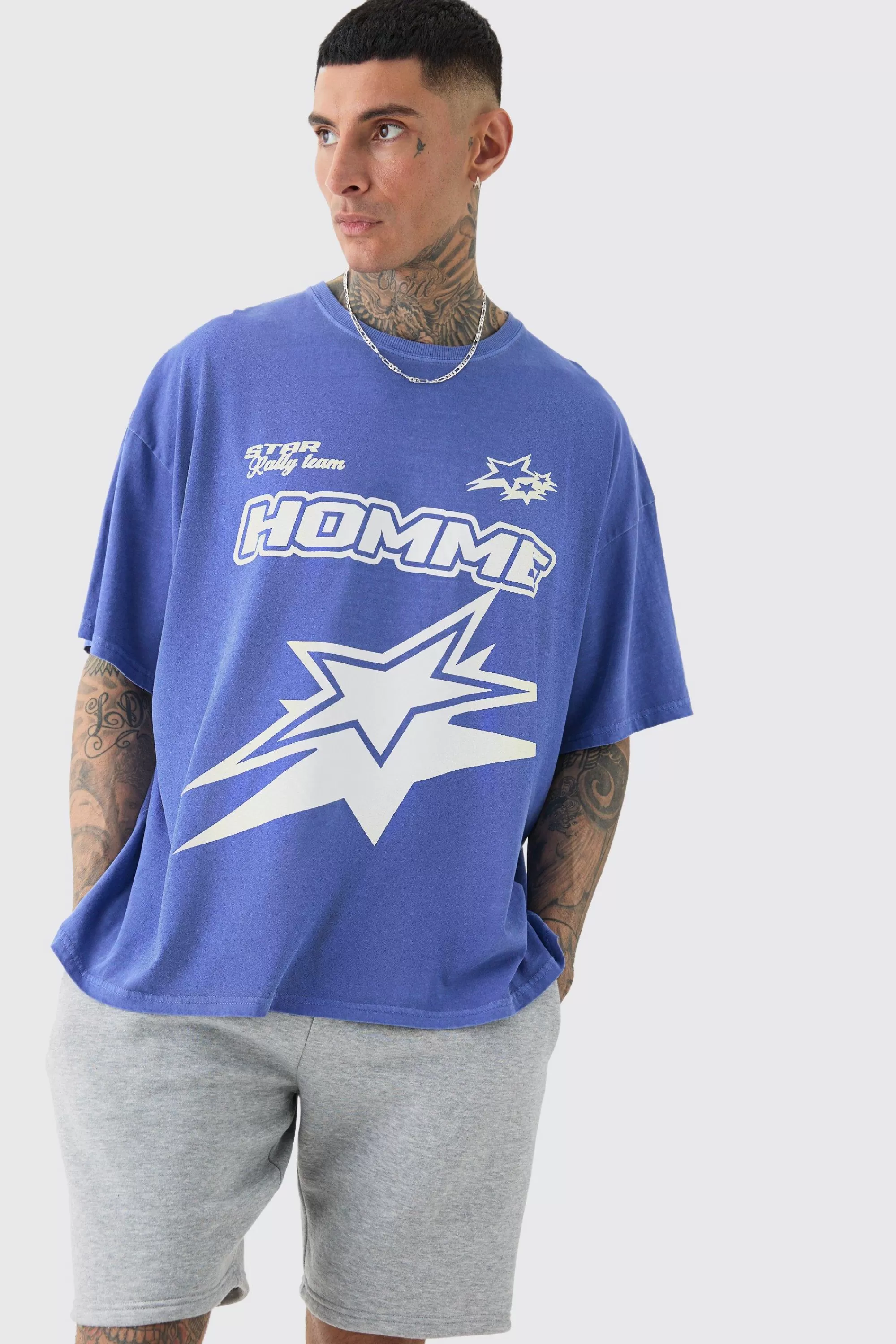 boohooMAN Tall Homme Racer Moto T-shirt In | UK cobalt Flash Sale